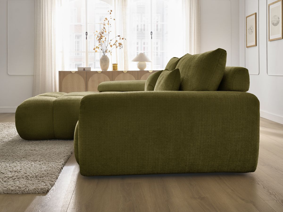 Bobochic Ivane Ecksofa Strukturstoff Grün Ecke links