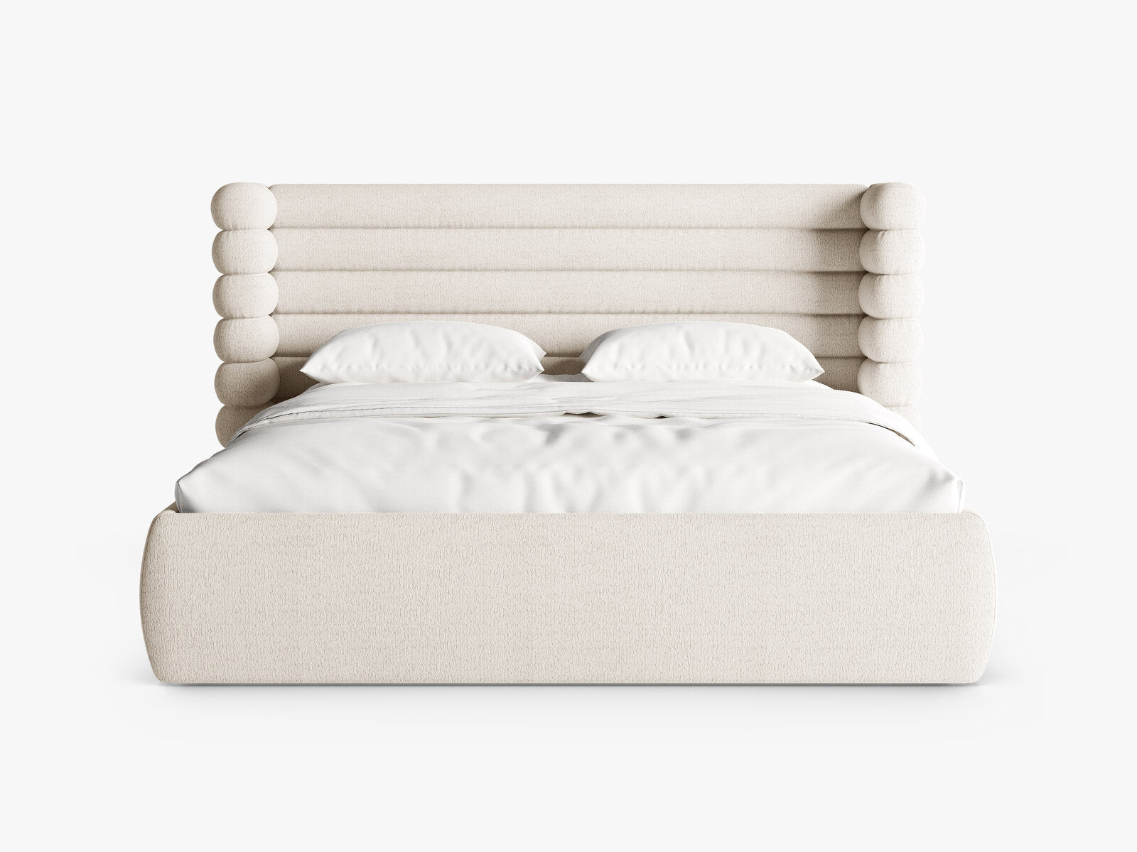 Micadoni Stauraumbett mit Kopfteil Mount Boucle Coral Helles Beige 140x200