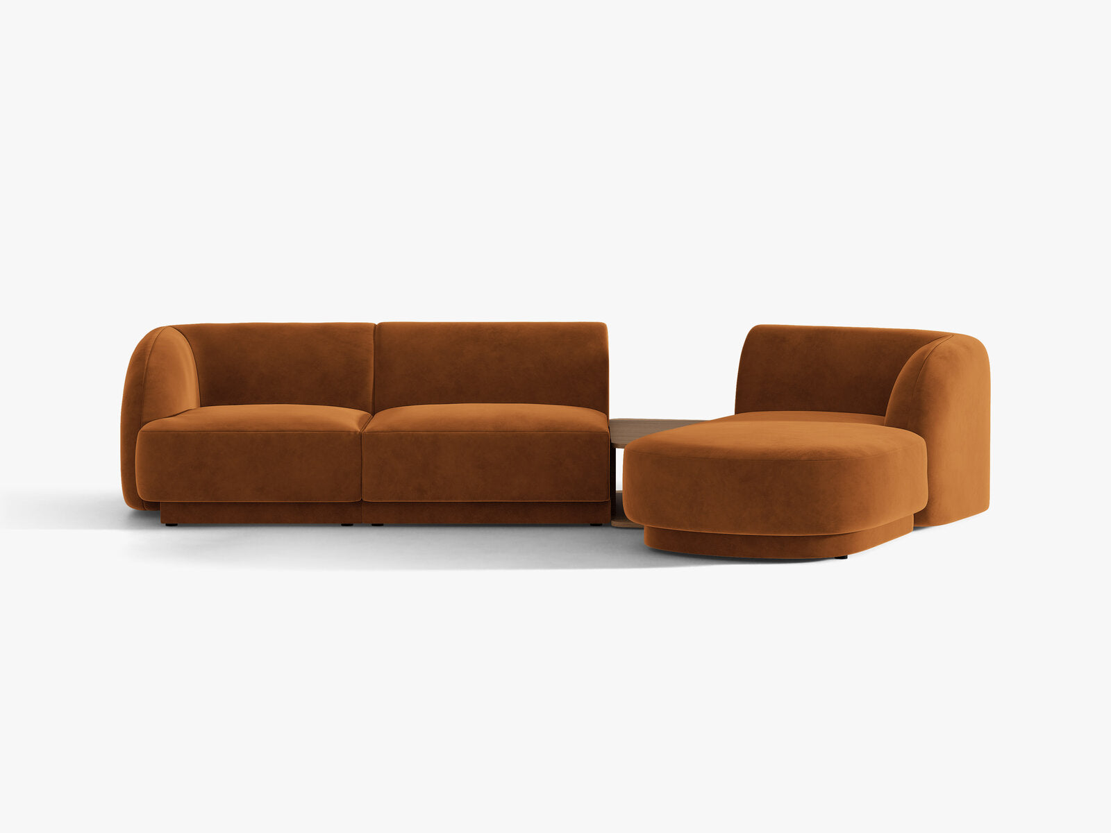 Micadoni Modulares Sofa Miley mit Recamiere 3-Sitzer Rechts Samt Bluvel Terrakotta