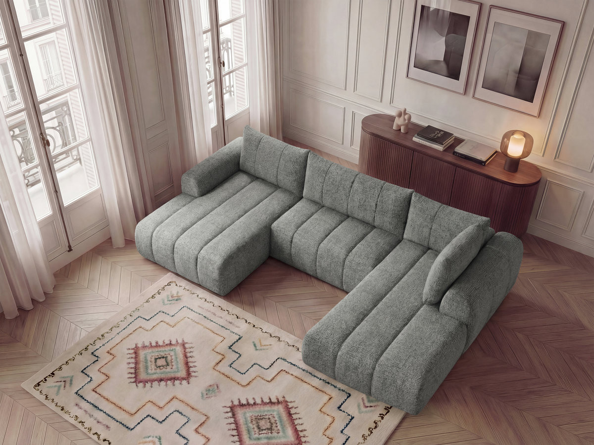 Bobochic Nesty Wohnlandschaft Melange-Stoff Dunkelgrau Ecke links