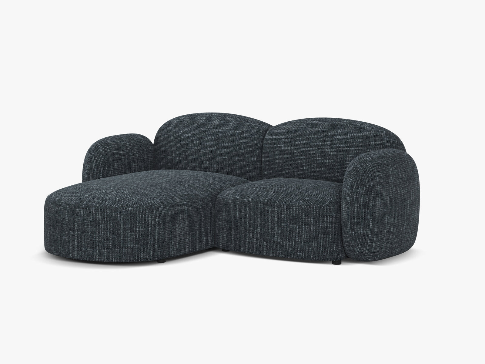 Micadoni Ecksofa Blair 3-Sitzer Links Strukturierter Stoff Baltimore Marineblau