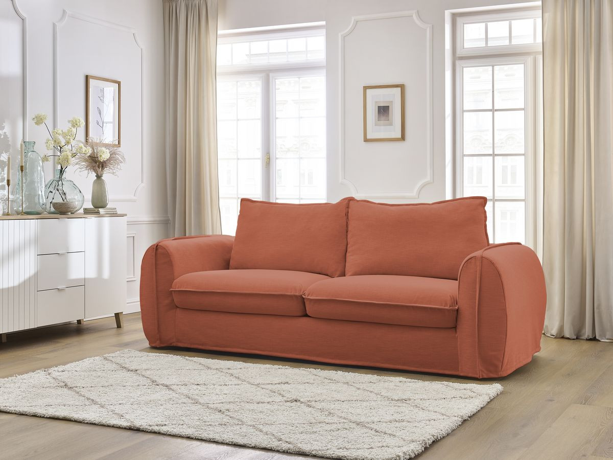 Bobochic Archimede Schlafsofa 3-Sitzer Stoff Orange, Liegefläche 160 × 194 cm