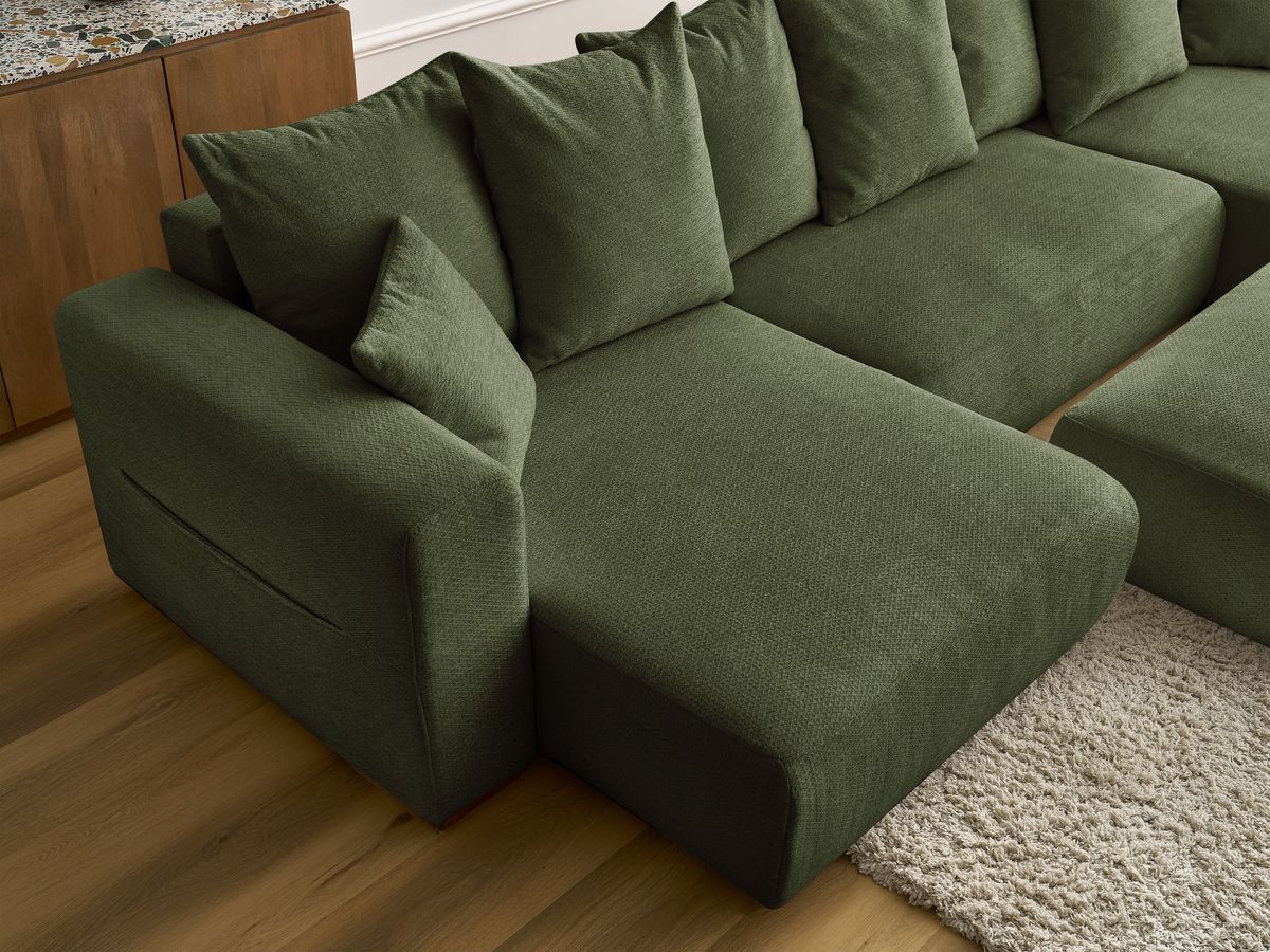 Bobochic Sidonie Wohnlandschaft mit Pouf Melange-Stoff Grün
