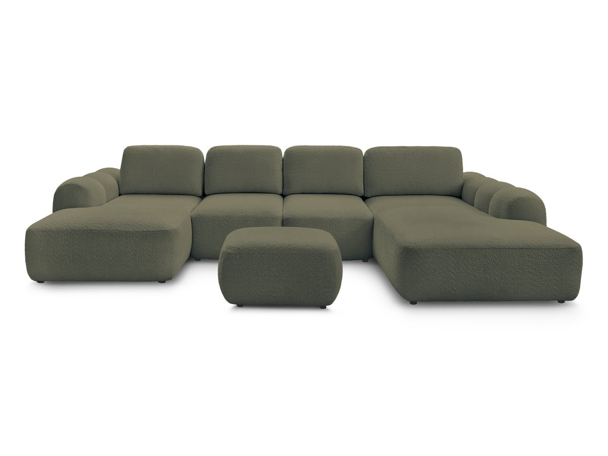 Bobochic Montaigne Wohnlandschaft mit Pouf Bouclé-Stoff Grün Ecke links