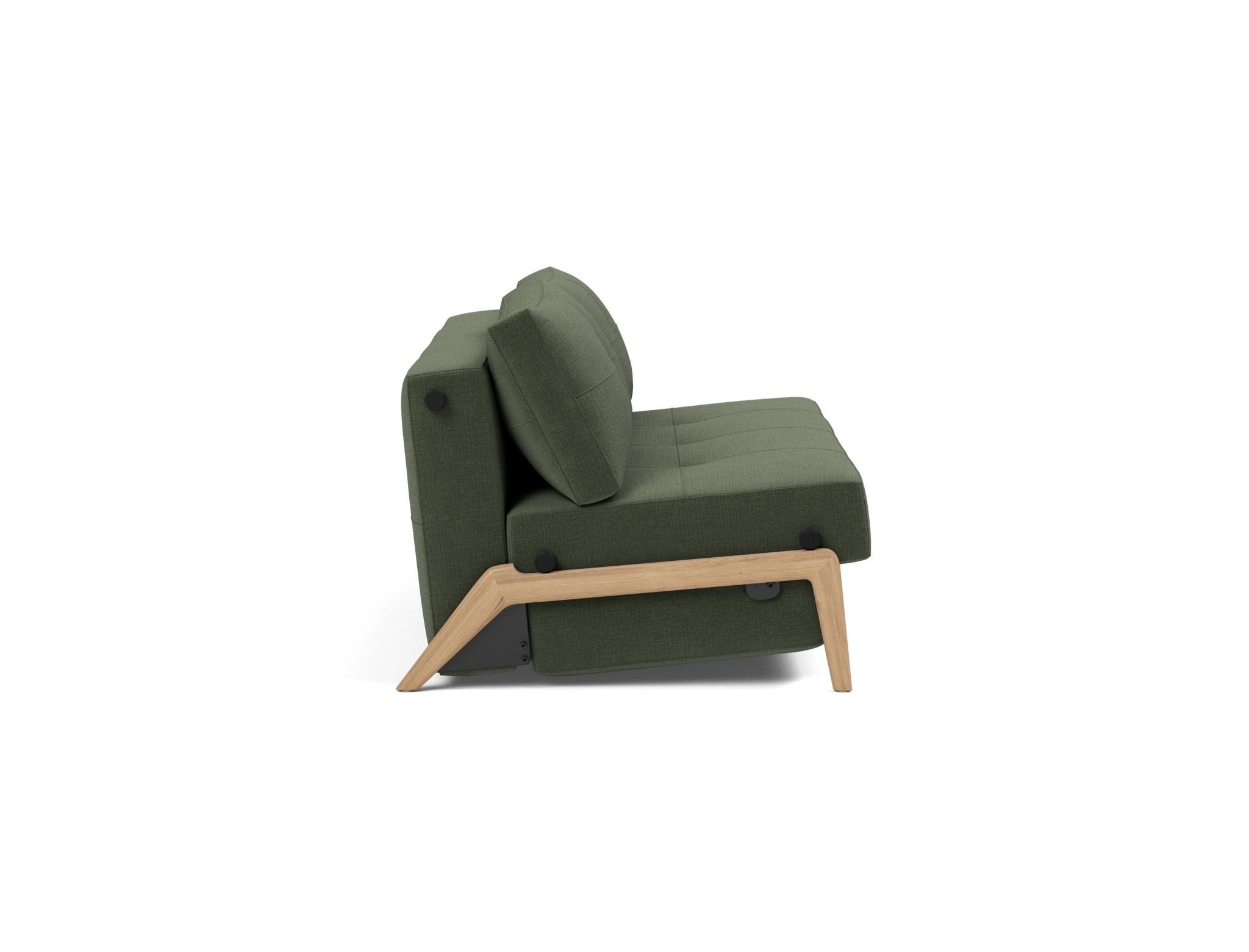 Schlafsofa Cubed 160 Chenille Esina 413-Olive-Green Beine Eiche