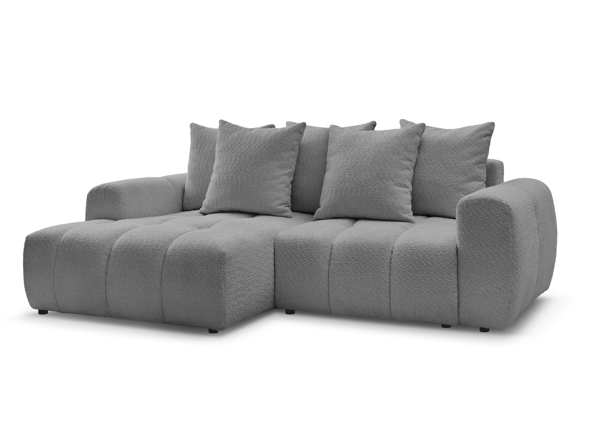 Bobochic Roxelane Ecksofa mit Schlaffunktion und Bettkasten 258 × 150 cm Bouclé-Stoff Dunkelgrau Ecke links