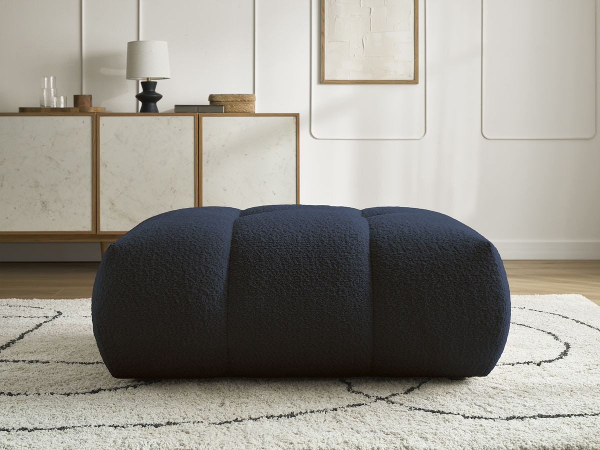 Bobochic Fuji Pouf Bouclé-Stoff Dunkelblau