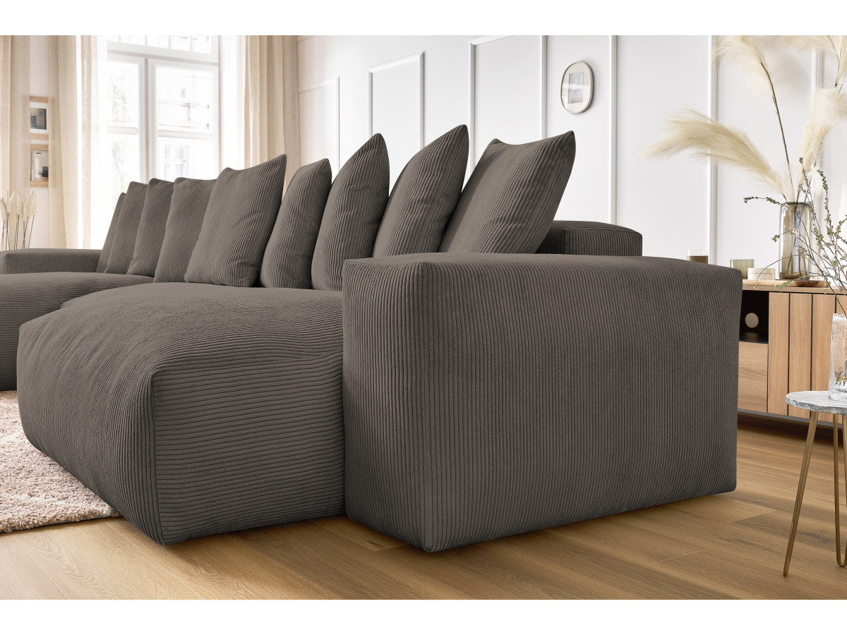 Bobochic Voltaire Wohnlandschaft 420 × 174 cm Cordsamt Taupe