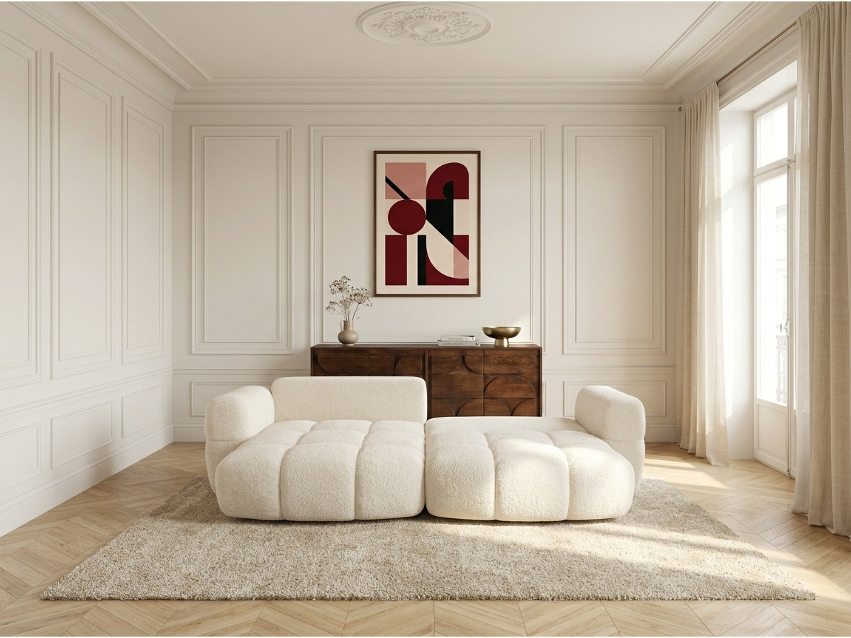 Bobochic Madison Ecksofa mit Schlaffunktion und Bettkasten Stoff Beige