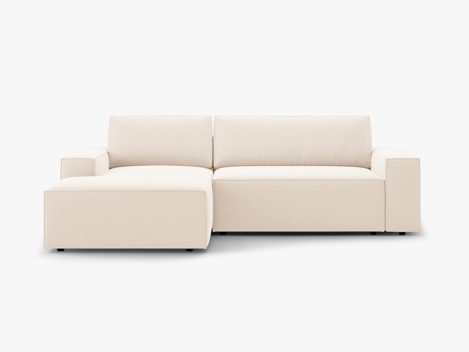 Micadoni Schlaf-Ecksofa Jodie 3-Sitzer Links Samt Helles Beige