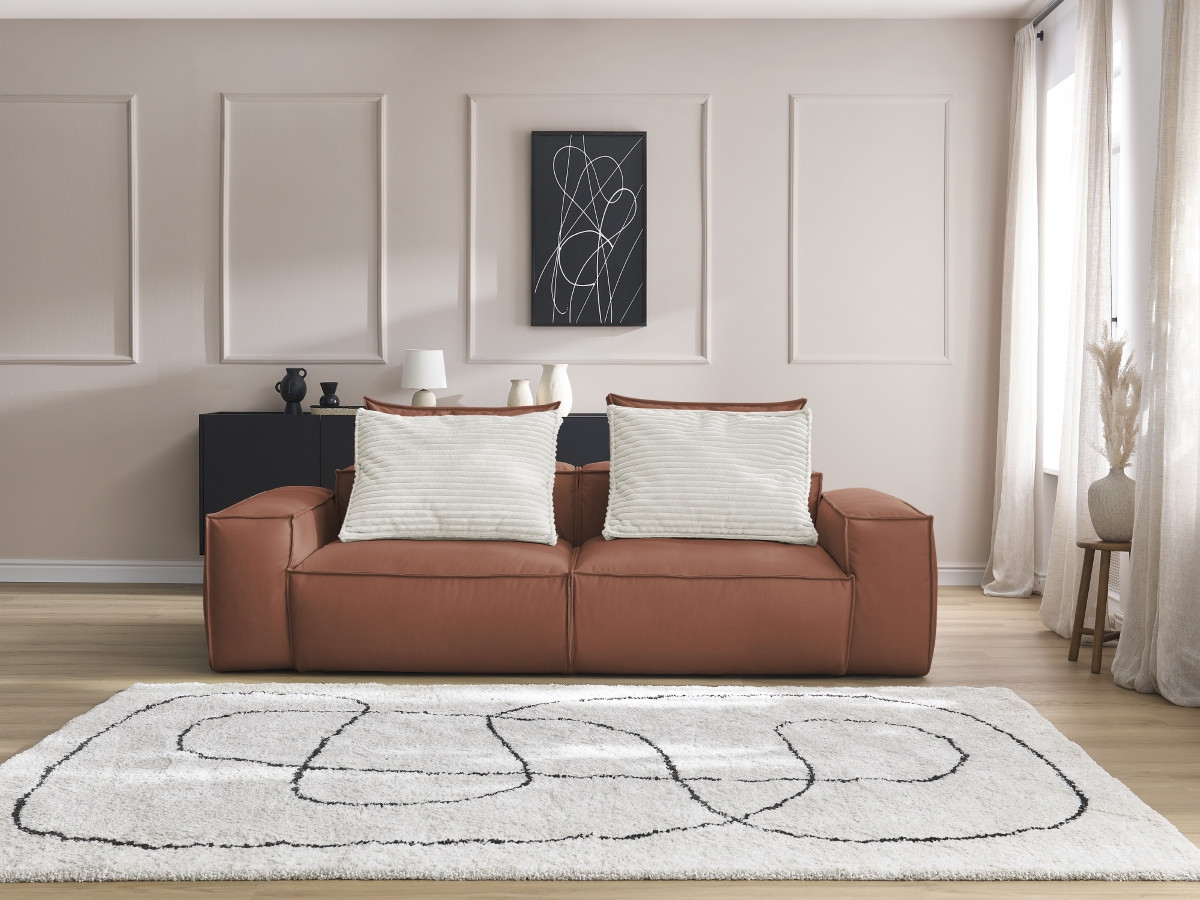 Bobochic Boheme Sofa 3-Sitzer Kunstleder Dunkelbraun