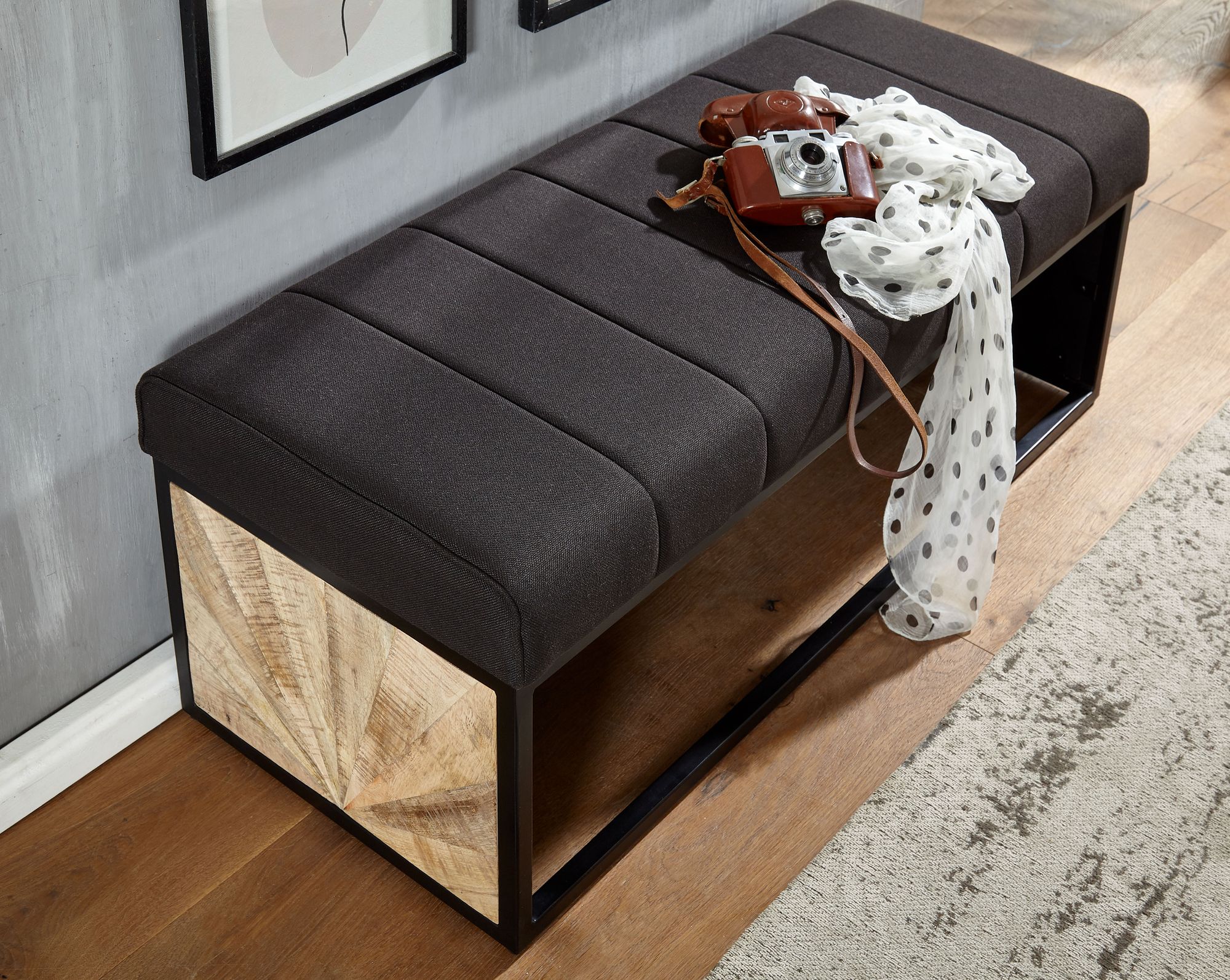 Polsterbank Holmavik Stoff Schwarz 105 × 40 × 40 cm