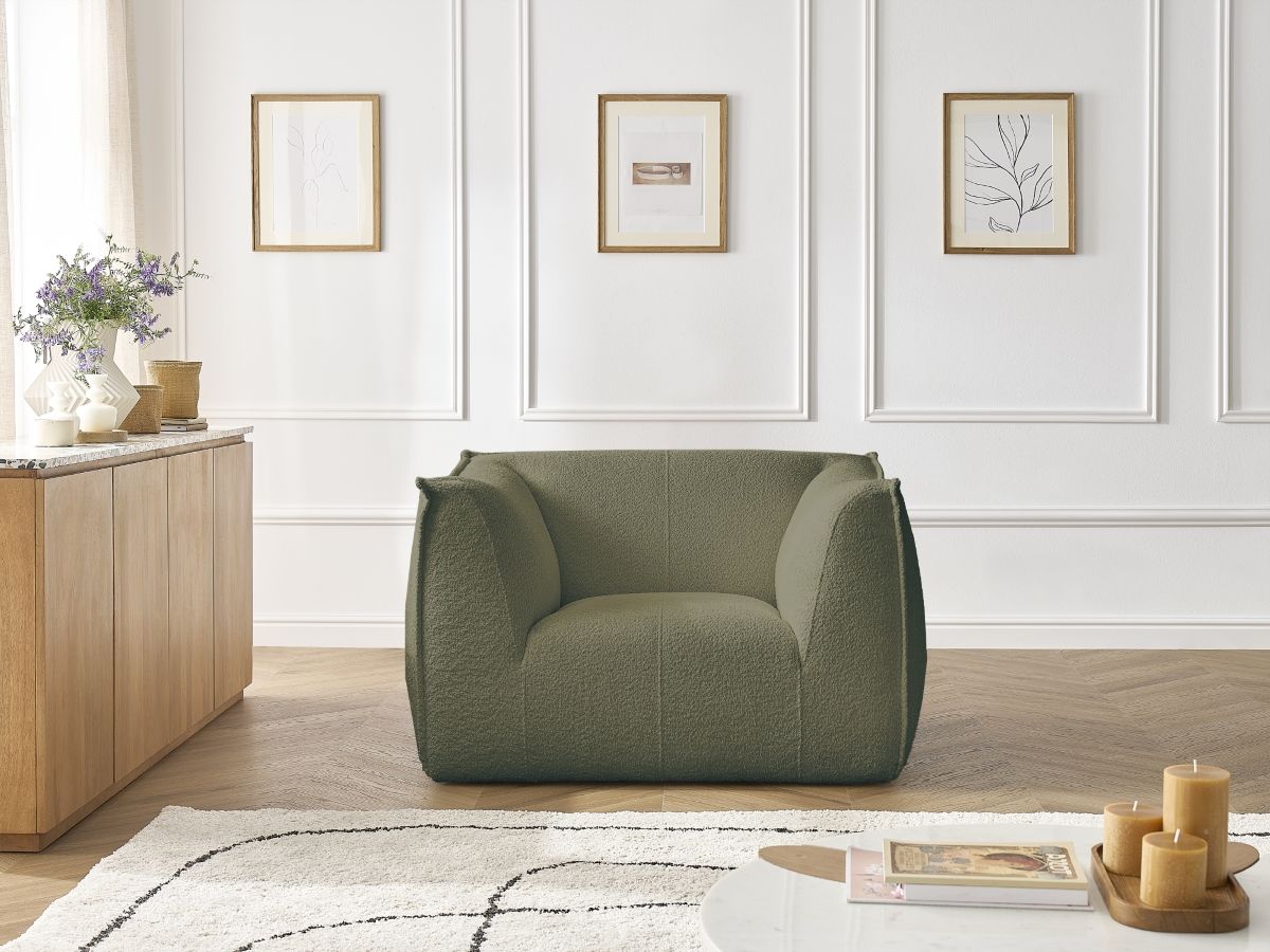 Bobochic Giorgia Sessel Bouclé-Stoff Grün