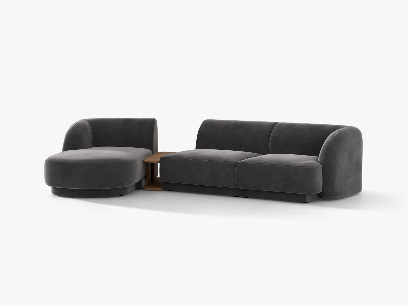 Micadoni Modulares Sofa Miley mit Recamiere 3-Sitzer Links Samt Bluvel Grau