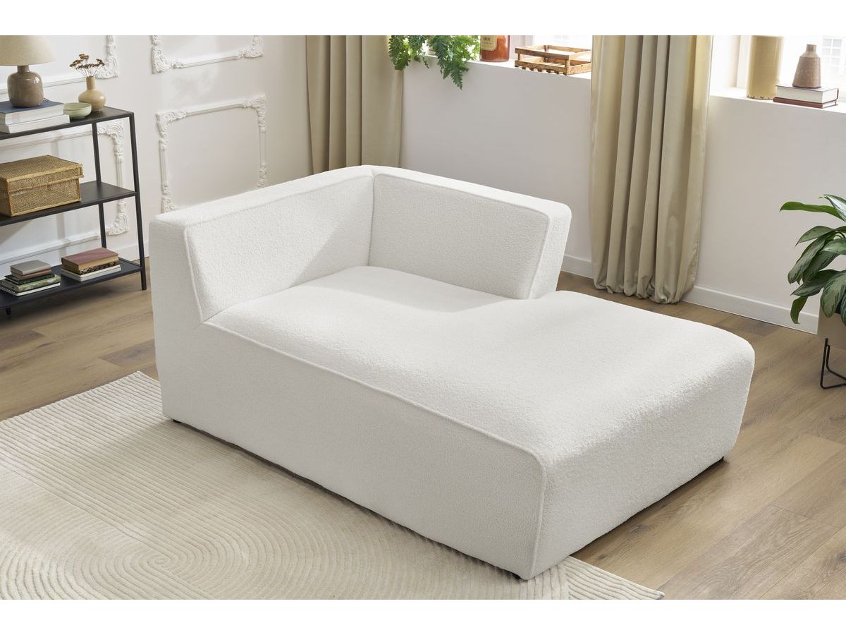 Bobochic Megeve Méridienne-Modul Bouclé-Stoff Weiß Ecke rechts
