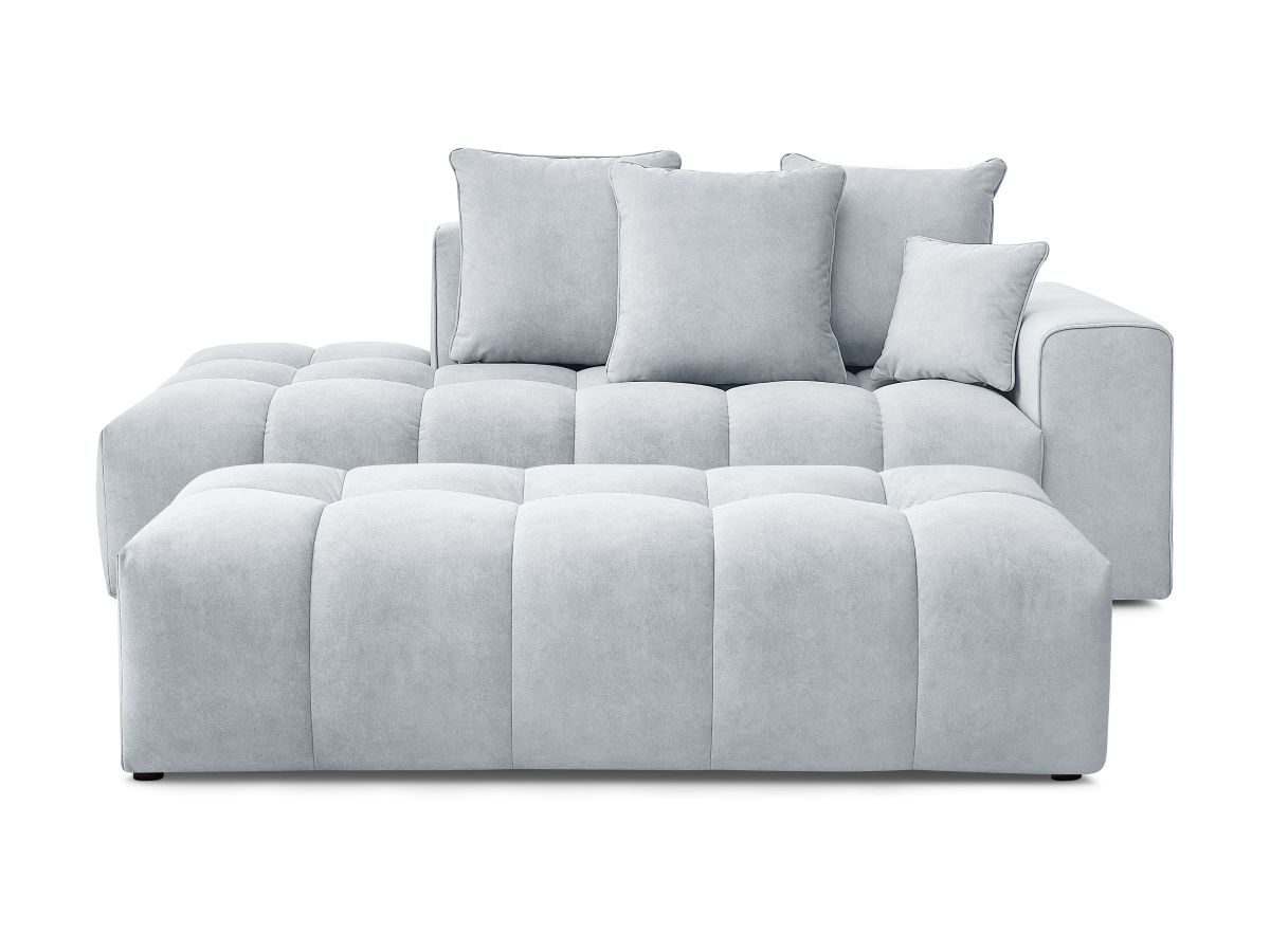 Bobochic Mont-blanc Sofa 5-Sitzer mit Pouf Samt Hellgrau Armlehne rechts