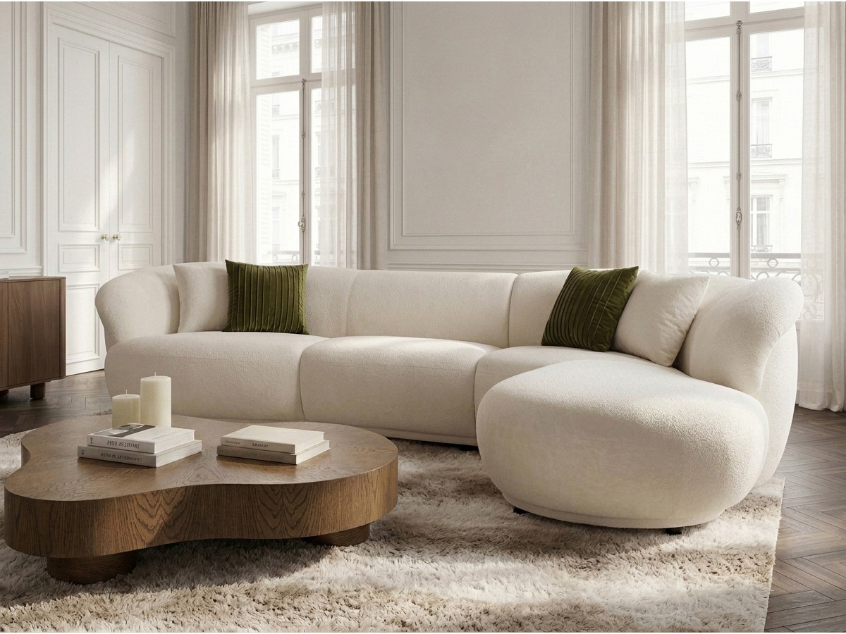 Bobochic Nora Ecksofa Chenille Weiß Ecke rechts