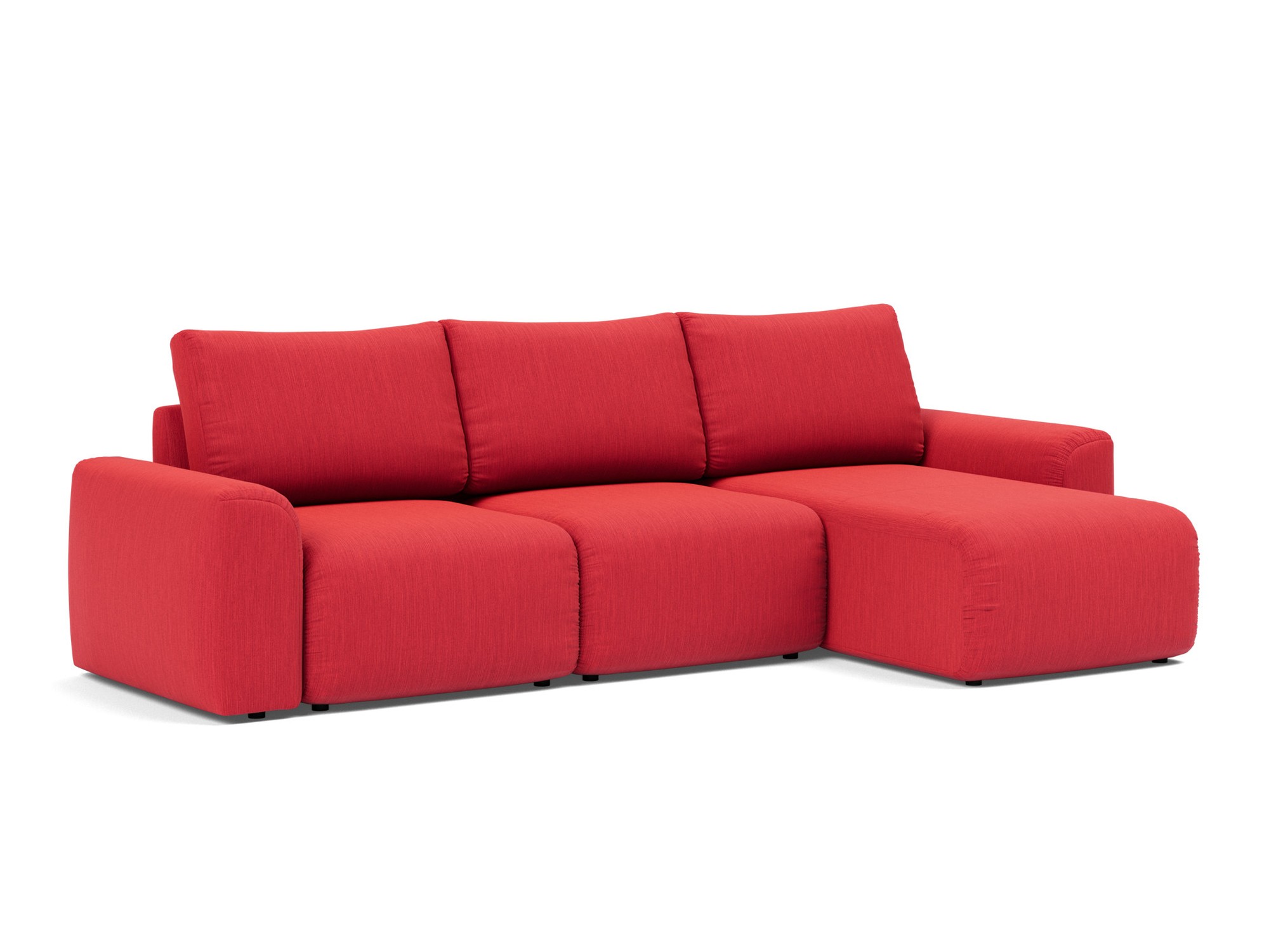 Schlafsofa Norum mit Chaiselongue und Chunky-Armlehnen Flachgewebe Elegance 511-Red