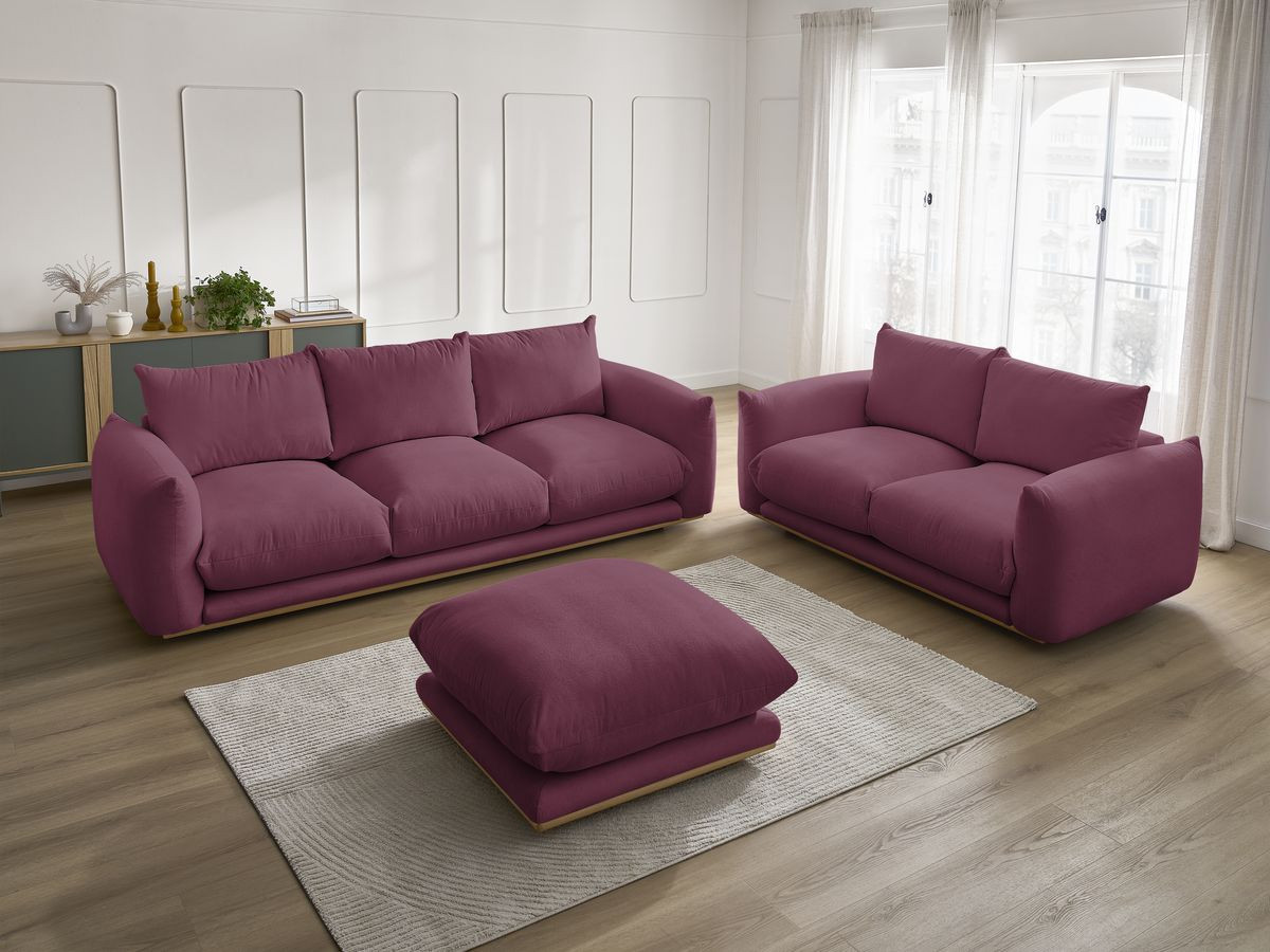 Bobochic Ernest Sofa 6-Sitzer mit Pouf Stoff Rot
