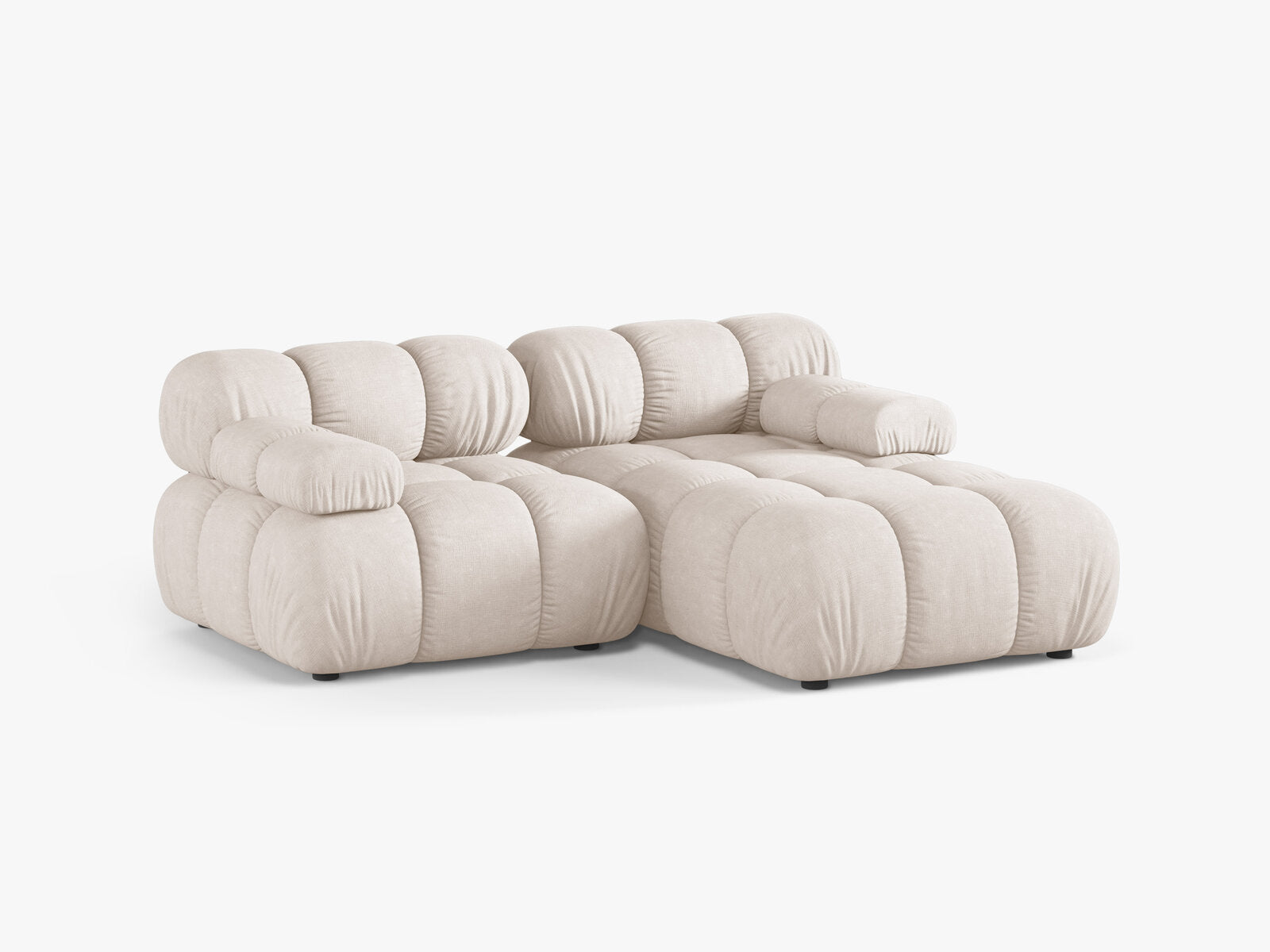 Micadoni Modulares Ecksofa Bellis 3-Sitzer Rechts Strukturierter Stoff Liberty Beige