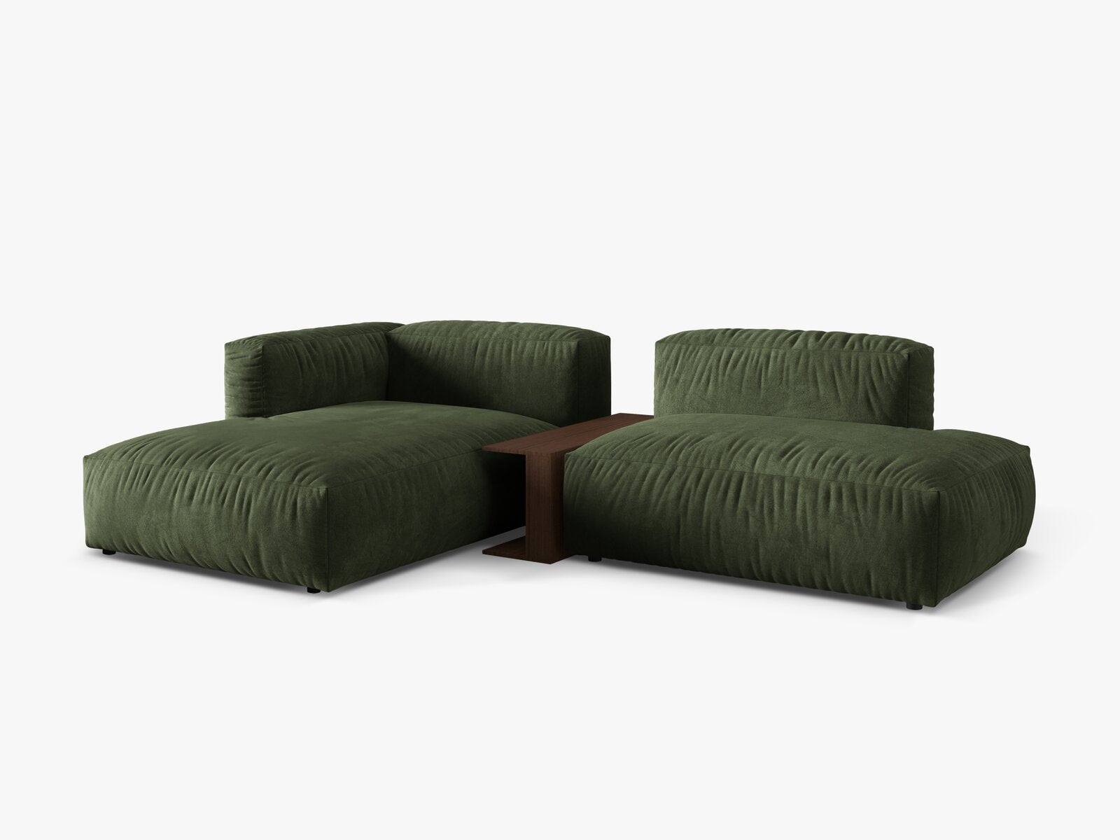 Micadoni Ecksofa Martina 2-Sitzer mit Couchtisch Links Samt Grün