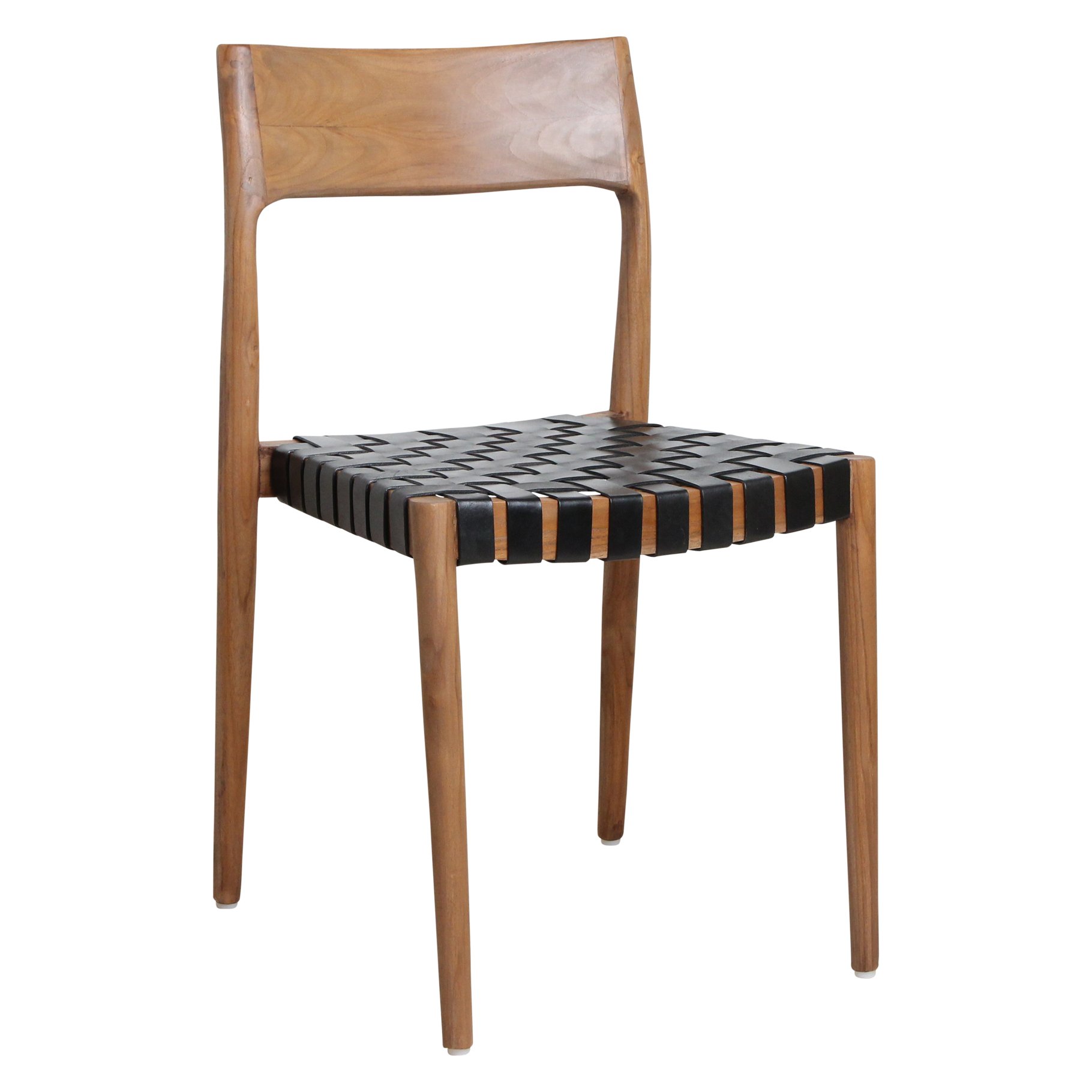 Raw Materials Freya Esszimmerstuhl aus Teakholz Leder Schwarz