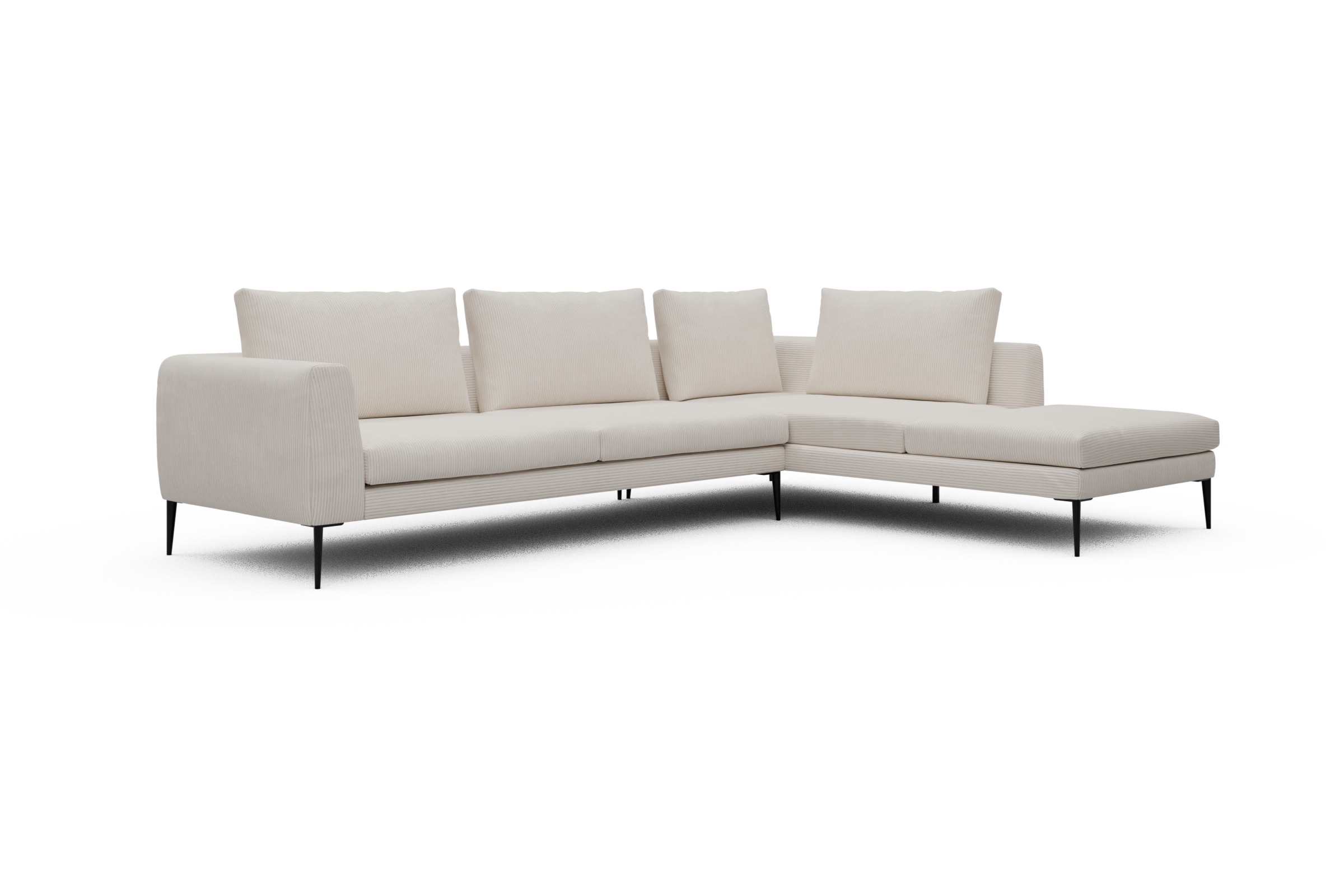 Ecksofa Paul Relax-Ecke links mit 3-Sitzer Corduroy Ivory Skandi Home moebelfaktor