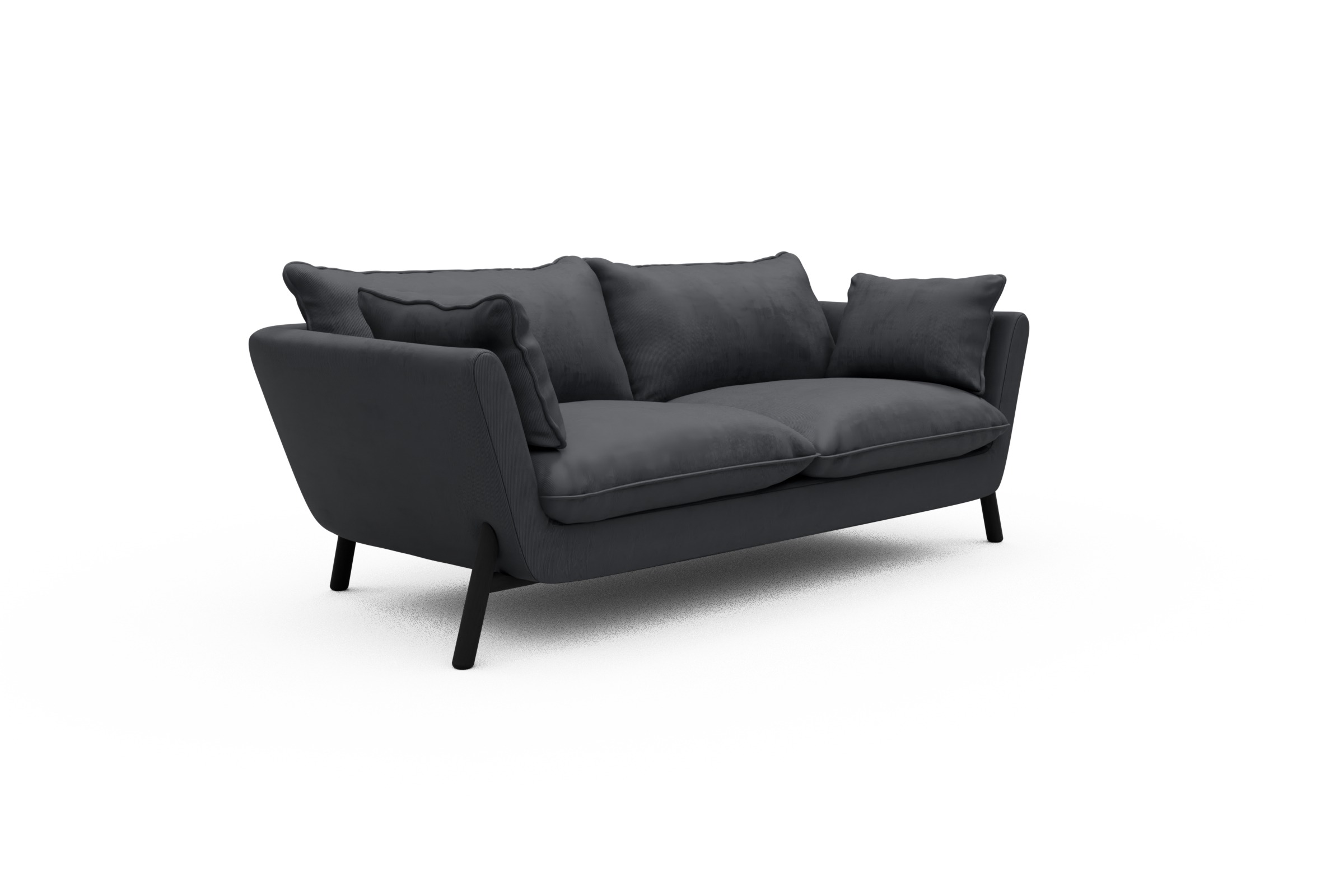 Sofa Emil PREMIUM 2-Sitzer Beinfarbe Eiche Schwarz Cordufine-Slate-Grey