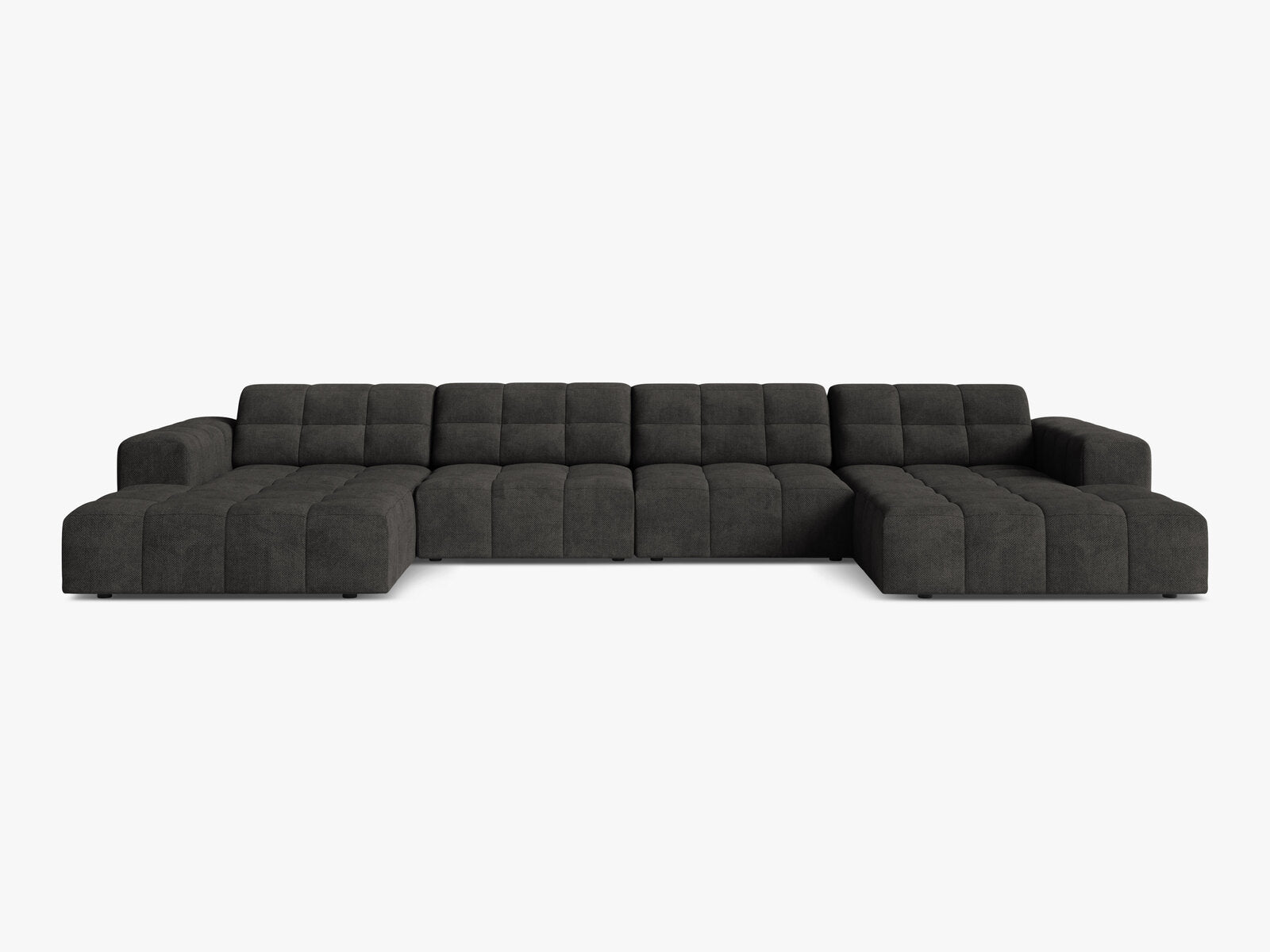 Micadoni Panorama Sofa Jennifer 6-Sitzer Chenille Eden Dunkelgrau