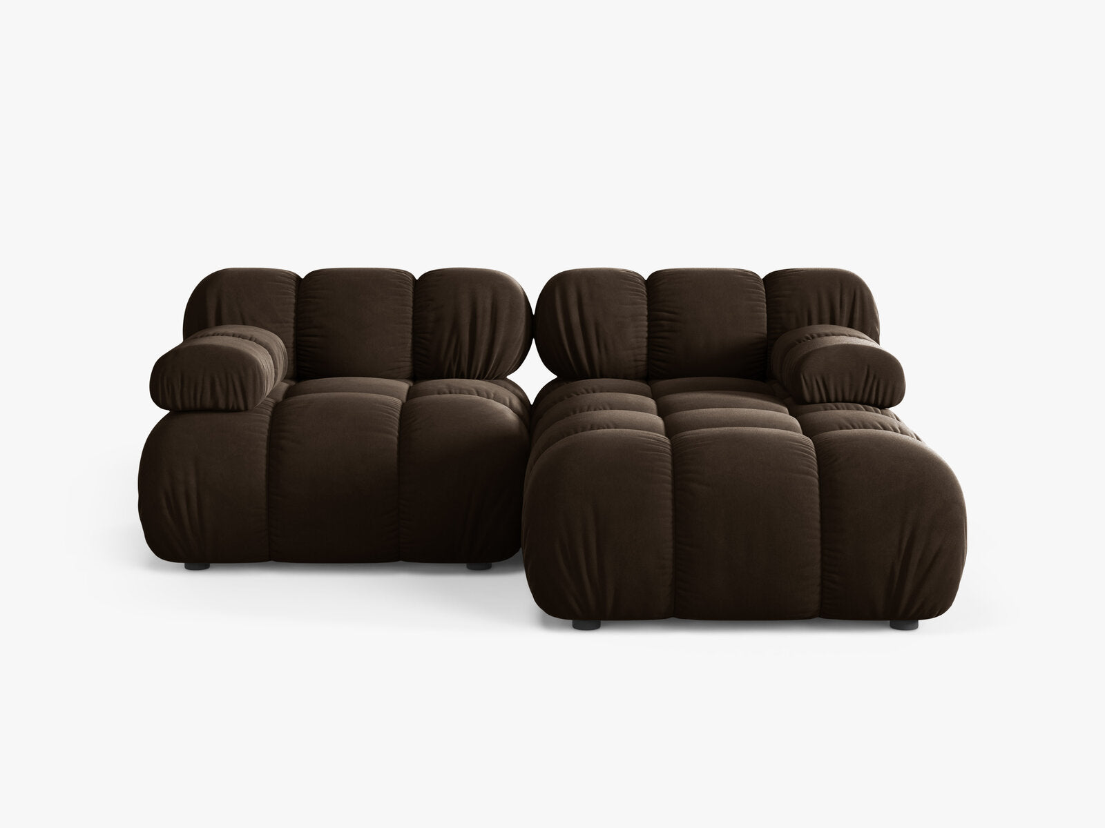 Micadoni Modulares Ecksofa Bellis 3-Sitzer Rechts Samt Bluvel Dunkelbraun