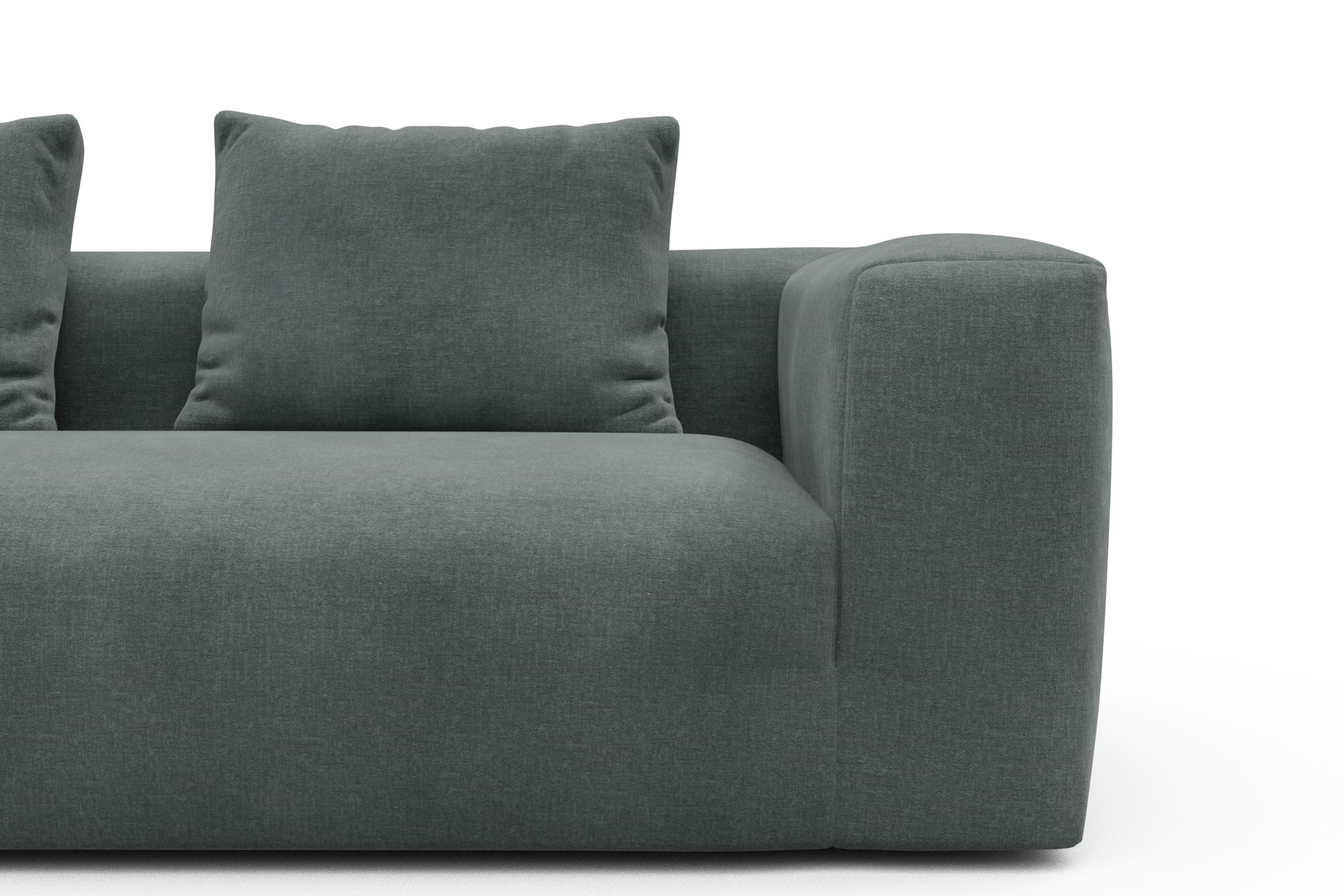 Wohnlandschaft Fred mit 2-Sitzer und Chaiselongue beidseitig Smooth-Silver-Grey