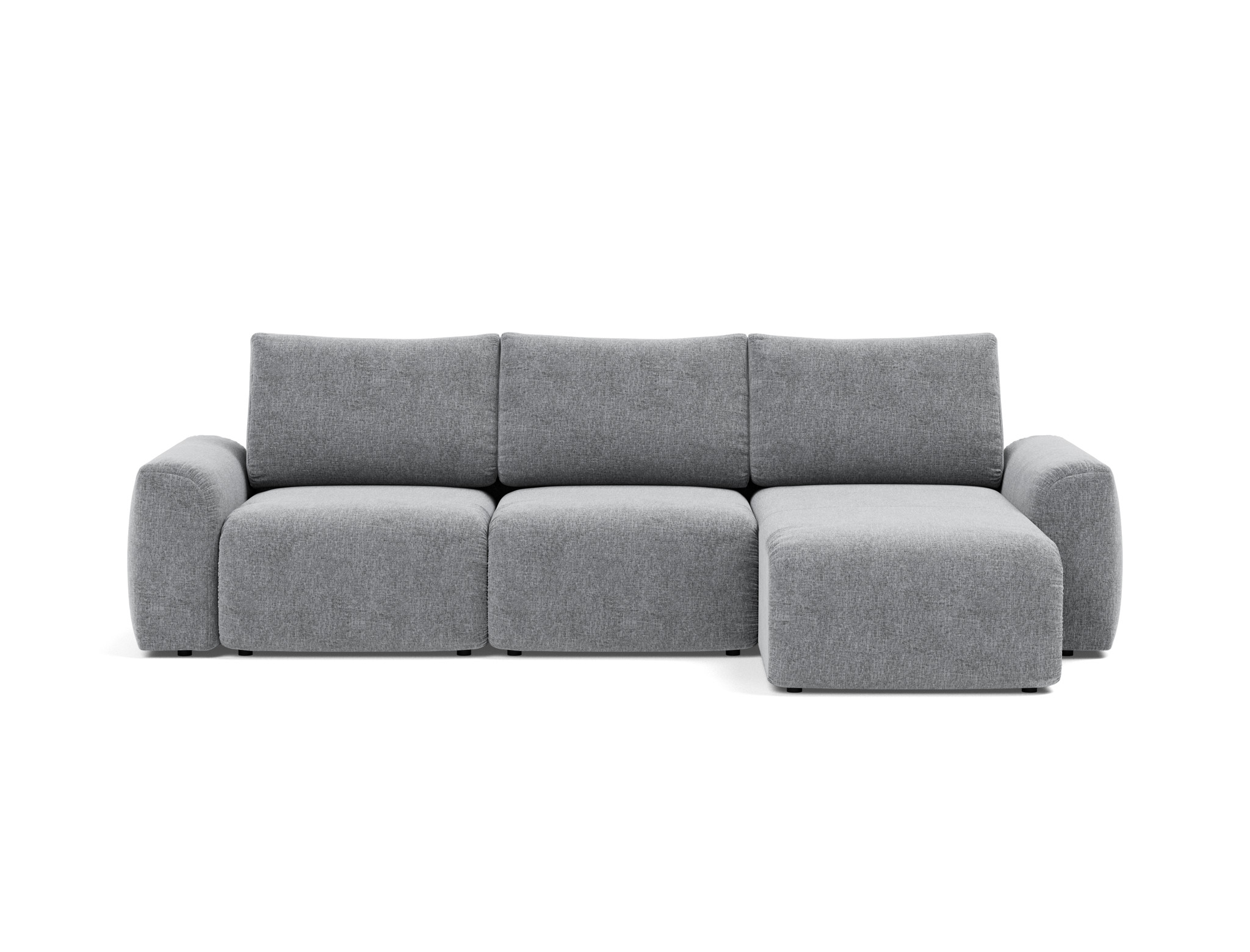 Schlafsofa Norum mit Chaiselongue und Chunky-Armlehnen Strukturierter Stoff Twist 565-Granite