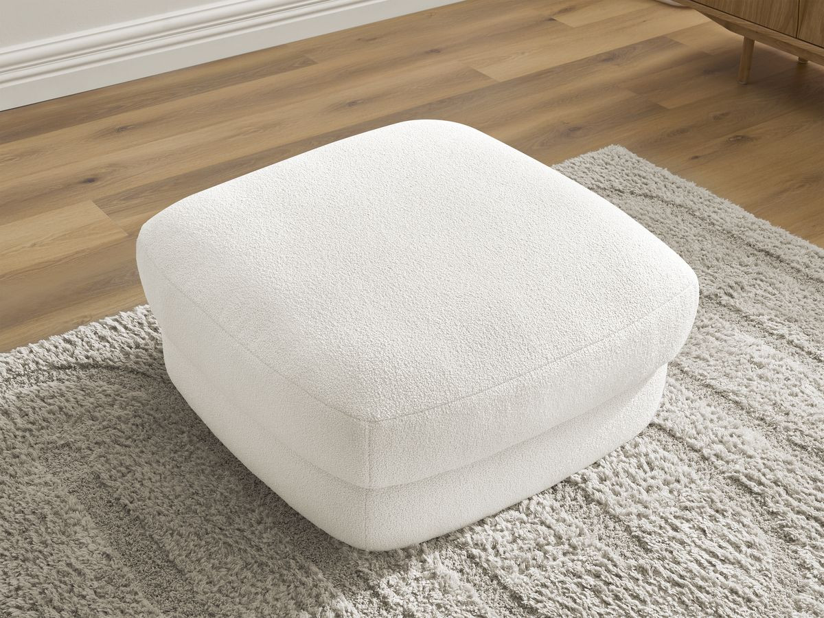 Bobochic Leonore Pouf Bouclé-Stoff Weiß
