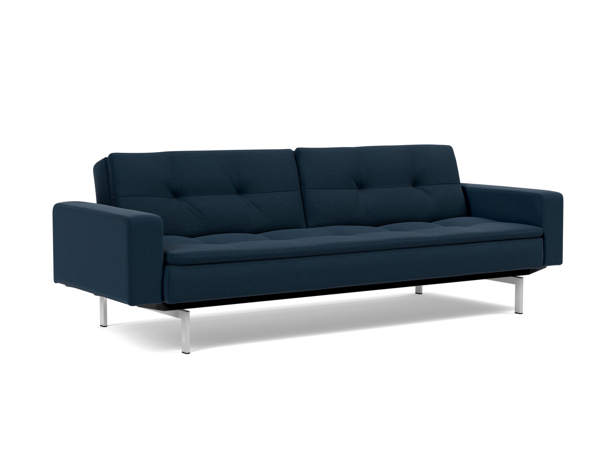Schlafsofa Dublexo mit Armlehnen Flachgewebe Mixed Dance 528-Blue Beine Chrom