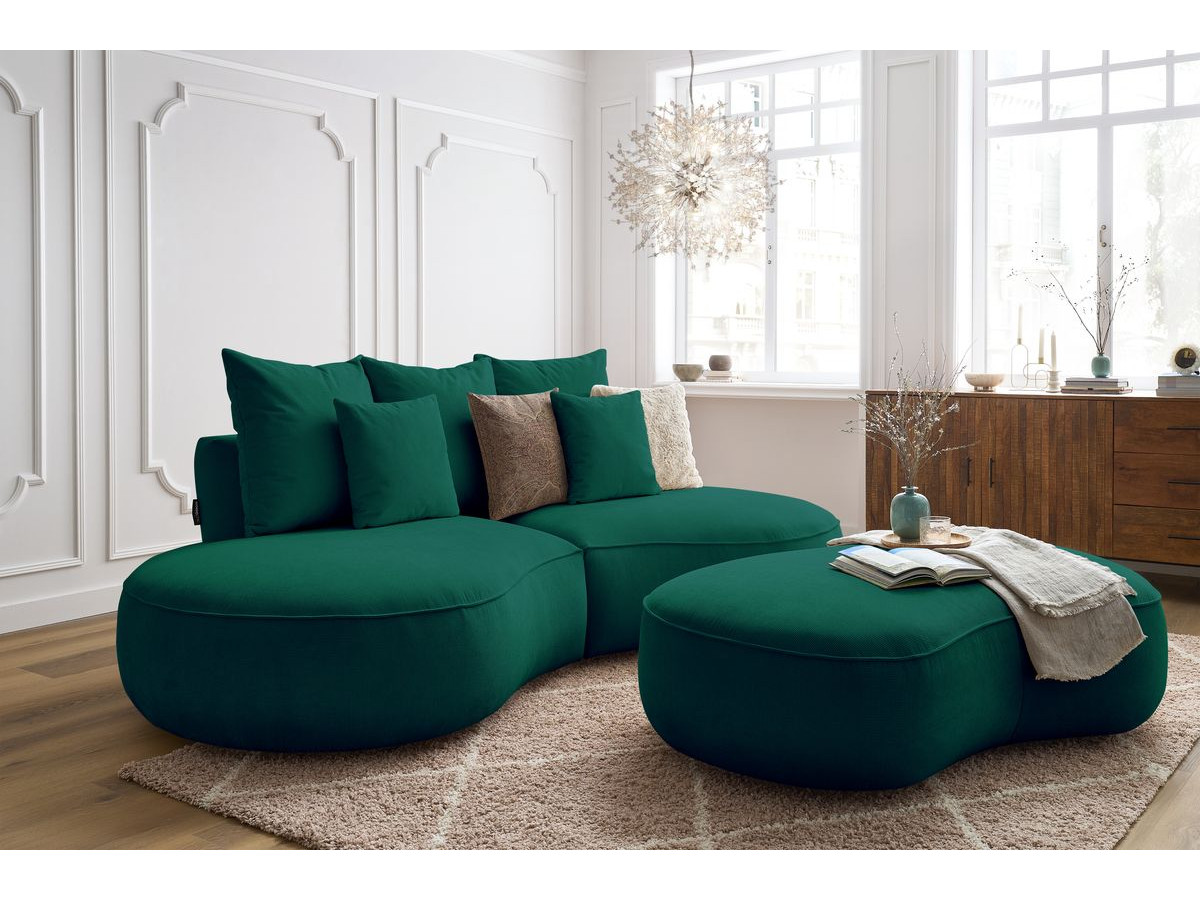 Bobochic Saint-germain Sofa 5-Sitzer mit Pouf Strukturstoff Grün