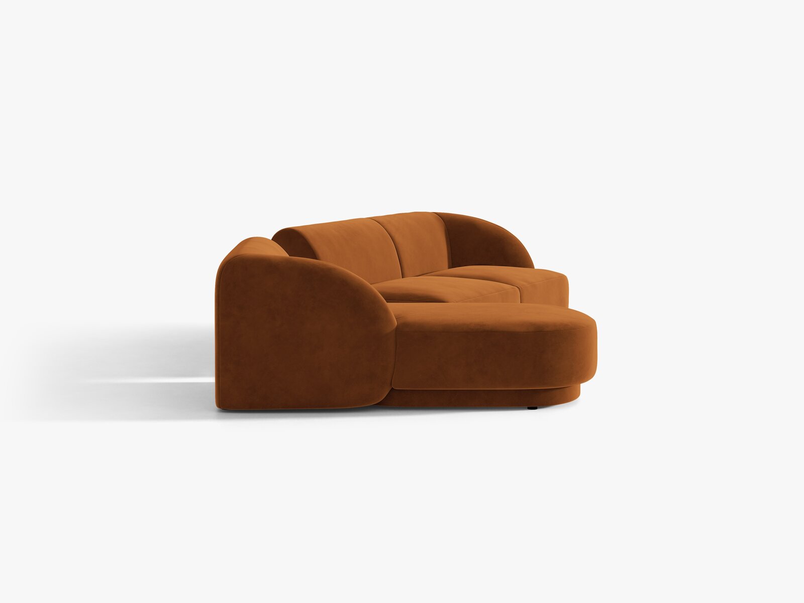 Micadoni Modulares Sofa Miley mit Recamiere 3-Sitzer Links Samt Bluvel Terrakotta