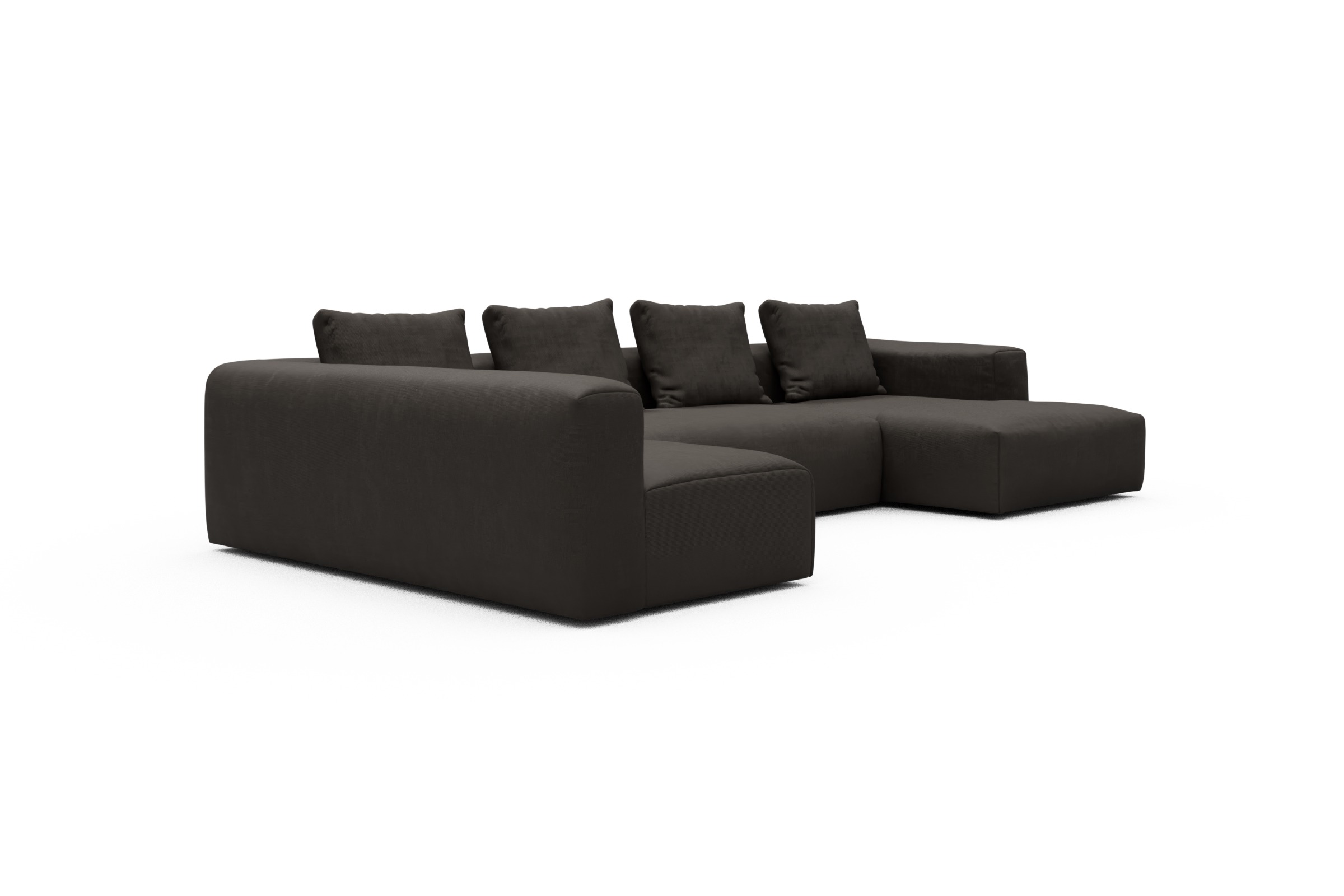 Wohnlandschaft Fred Chaiselongue rechts mit 2-Sitzer und lange Armlehne links Cordufine-Taupe
