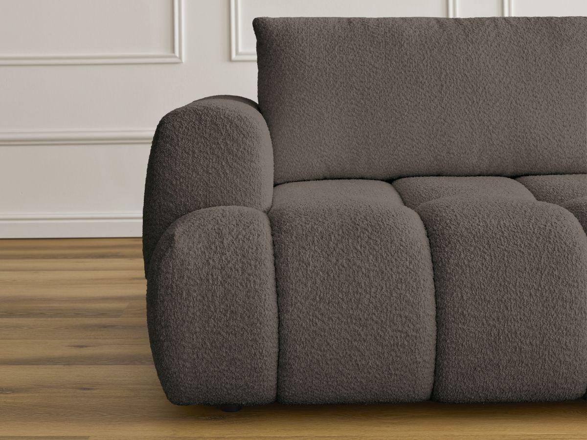 Bobochic Fuji Schlafsofa 3-Sitzer mit Bettkasten Bouclé-Stoff Braun