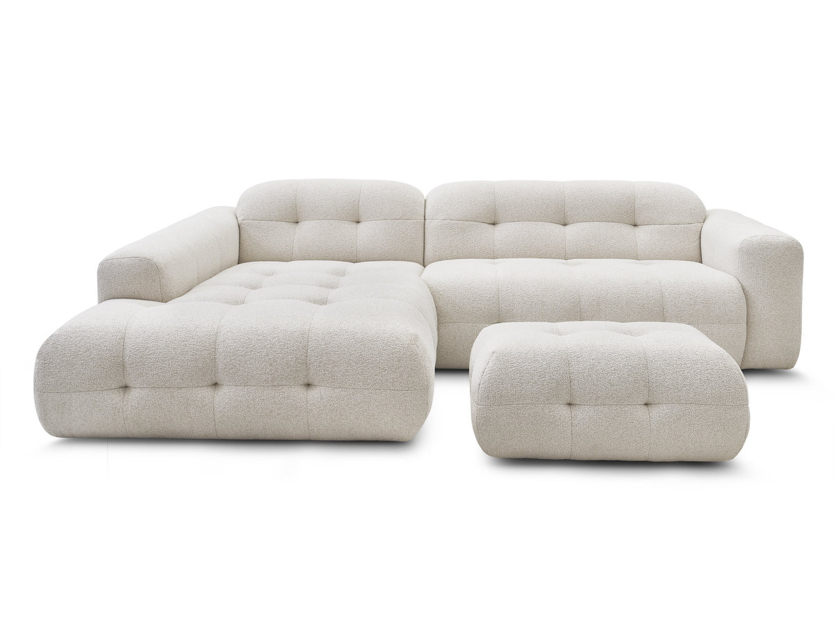 Bobochic Laura Ecksofa mit kleinem Pouf Melange-Stoff Beige Ecke links
