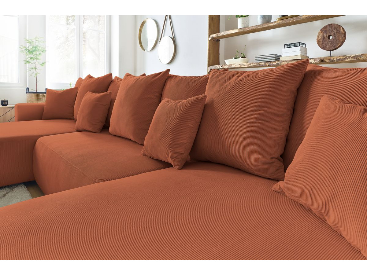 Bobochic Envy Wohnlandschaft mit Pouf Cordsamt Orange
