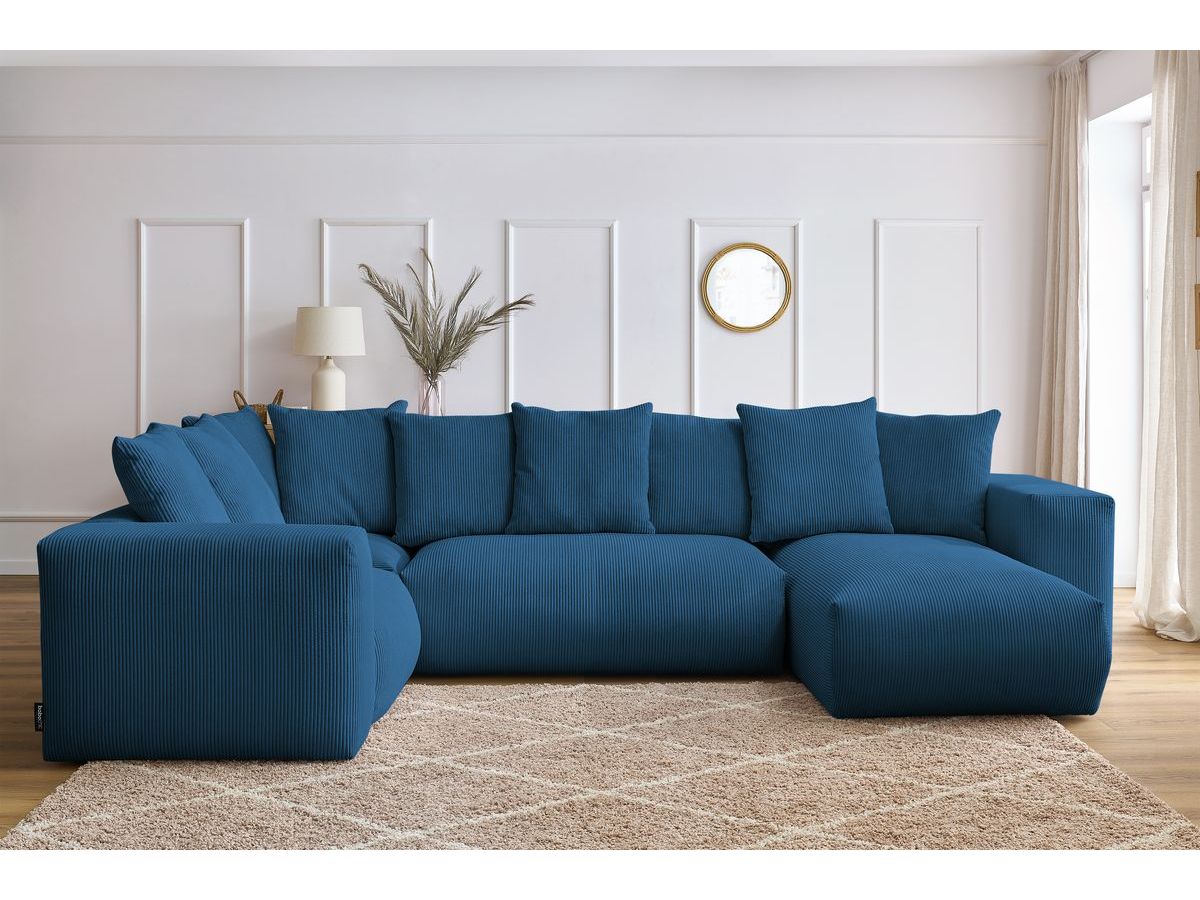 Bobochic Voltaire Wohnlandschaft 356 × 214 cm Cordsamt Dunkelblau Ecke rechts