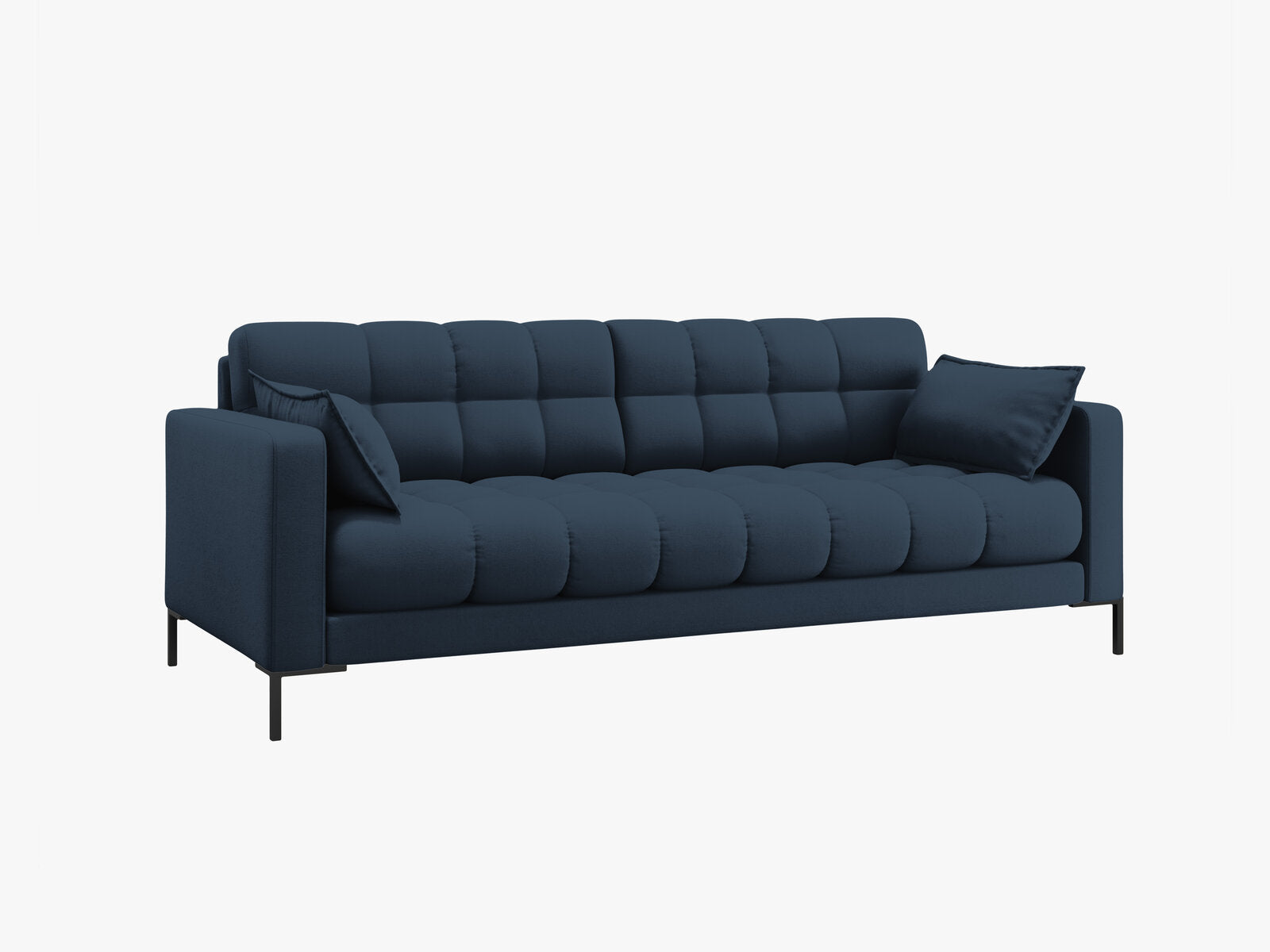 Micadoni Sofa Mamaia 3-Sitzer Strukturierter Stoff Neve Blau schwarze Beine