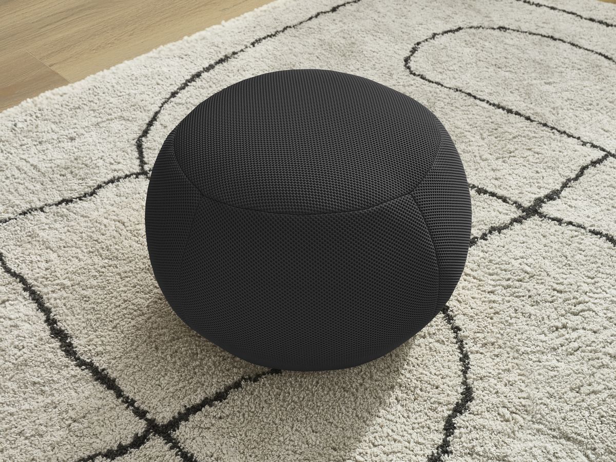 Bobochic Hayden Pouf, rund Mesh-Stoff Schwarz, 60 cm