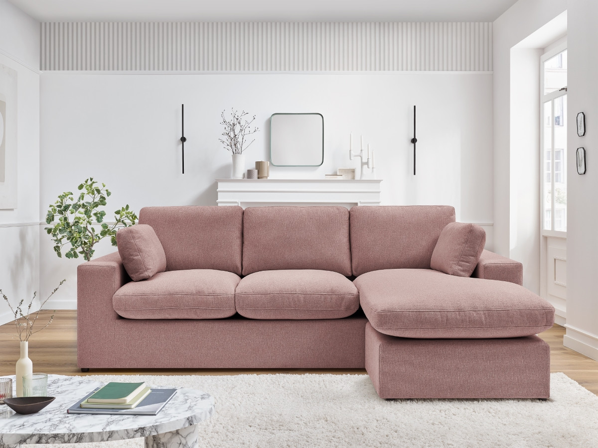 Bobochic Belair Ecksofa 220 × 139 cm Stoff Rosa