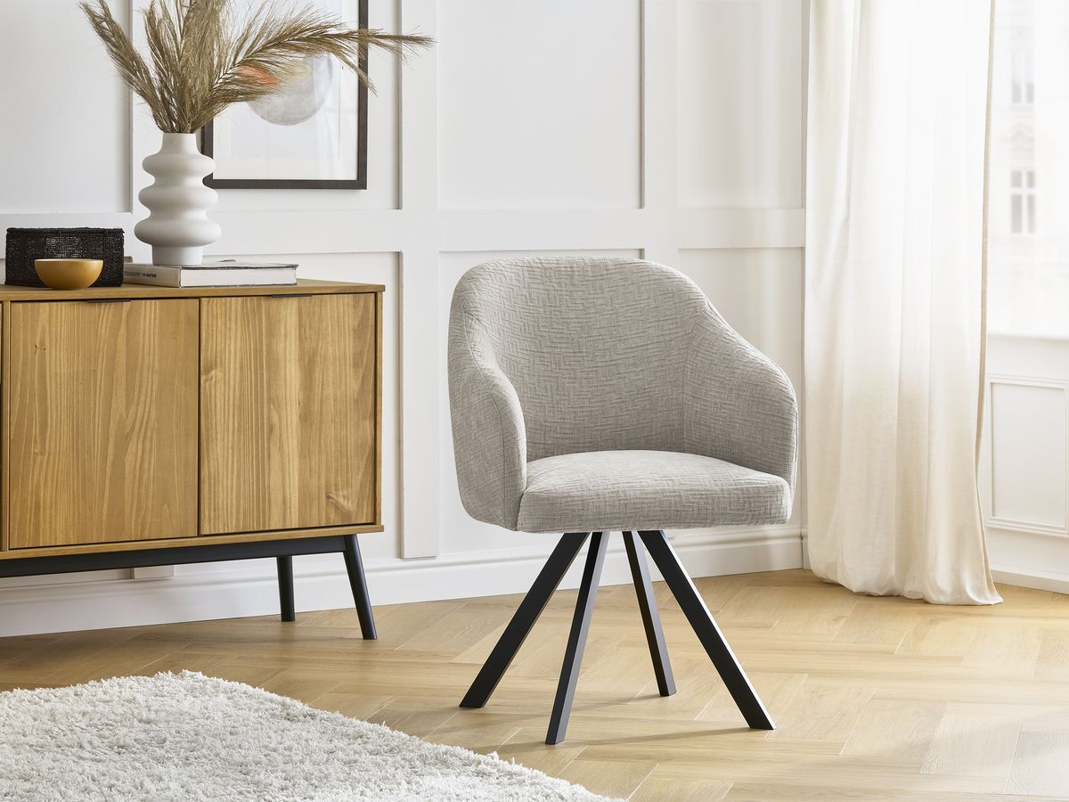 Bobochic Sophie Esszimmerstuhl mit Sternfuß Strukturstoff Beige