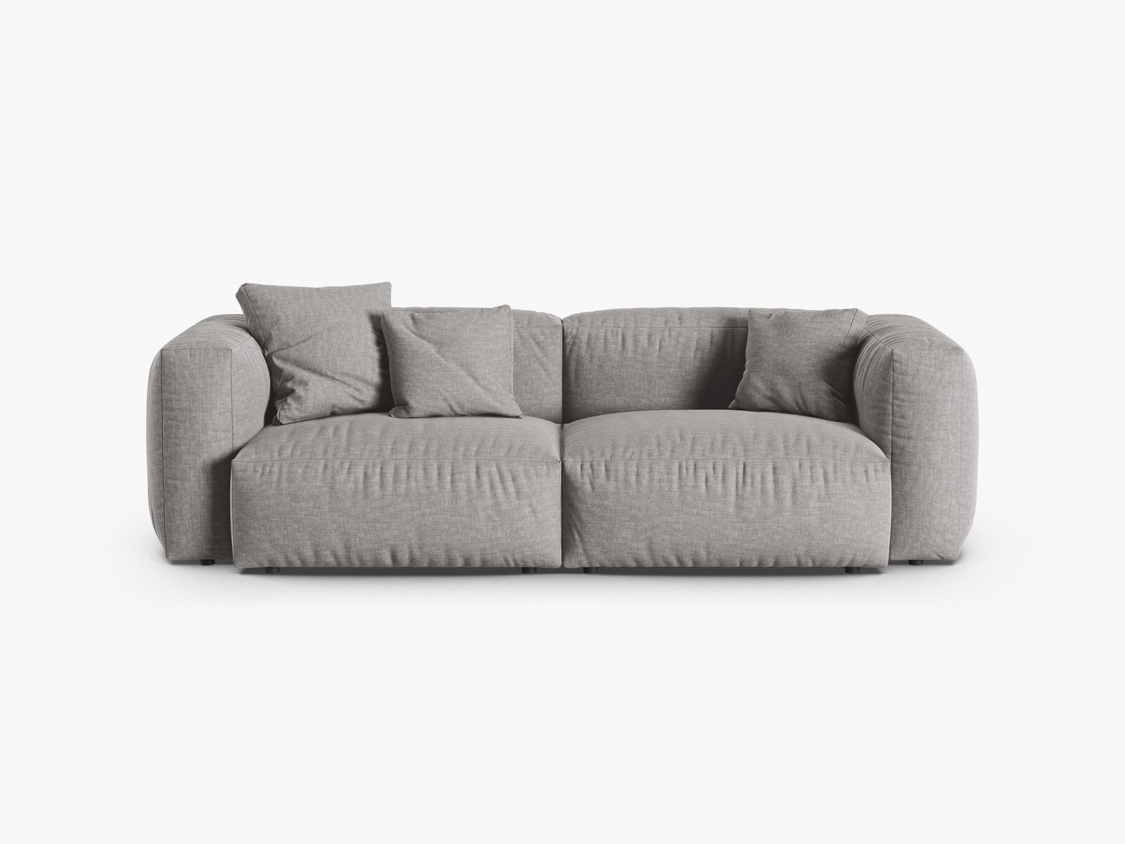Micadoni Sofa Martina 3-Sitzer 90cm Sitztiefe Strukturierter Stoff Boston Hellgrau