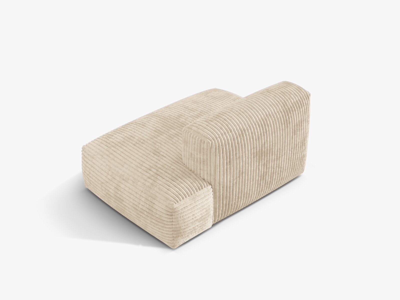 Micadoni Ecksofa-Modul Martina 1-Sitzer Kord Tilia Helles Beige Rechts