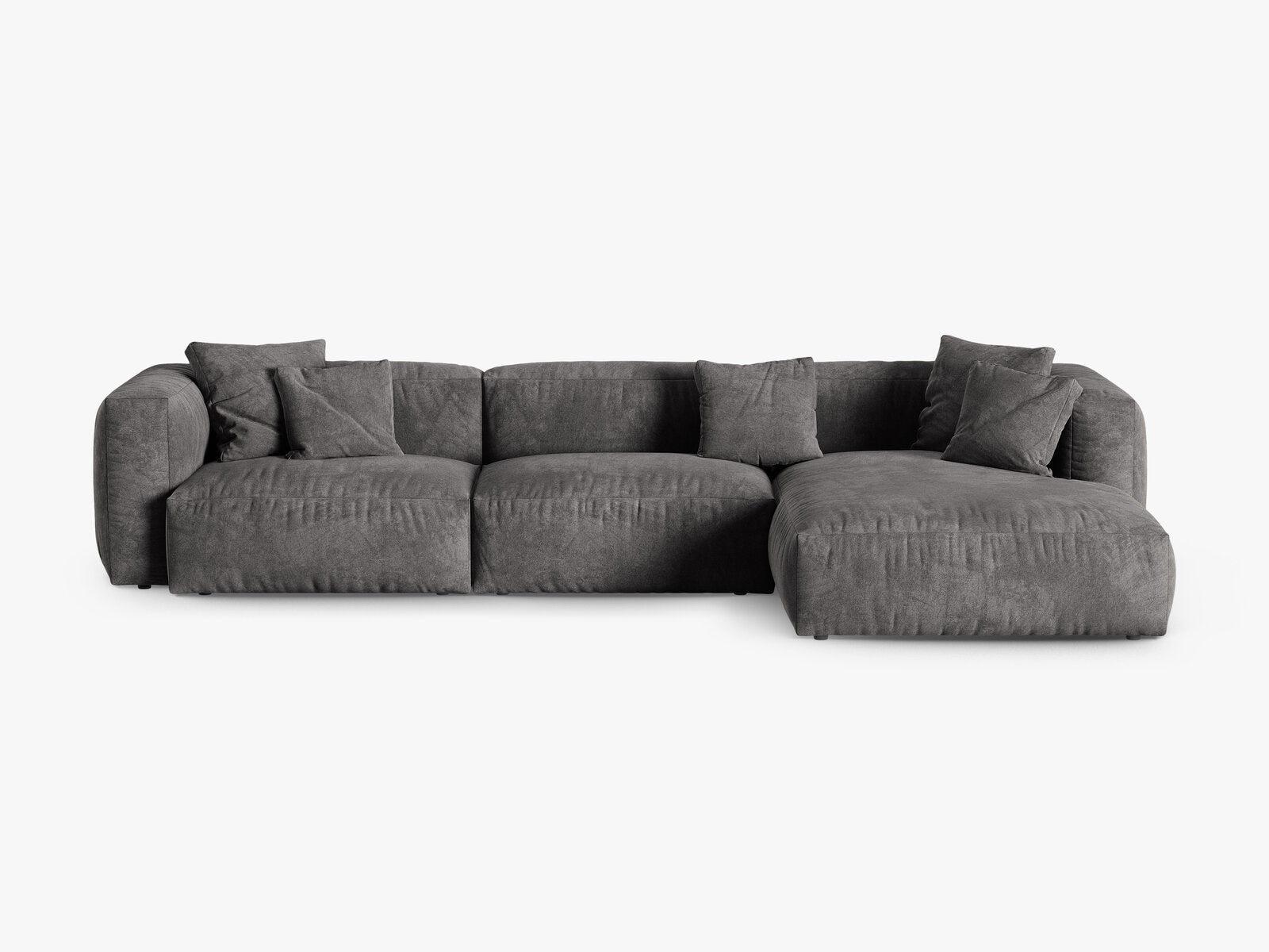 Micadoni Ecksofa Martina 3-Sitzer 90cm Sitztiefe Rechts Samt Vogue Grau