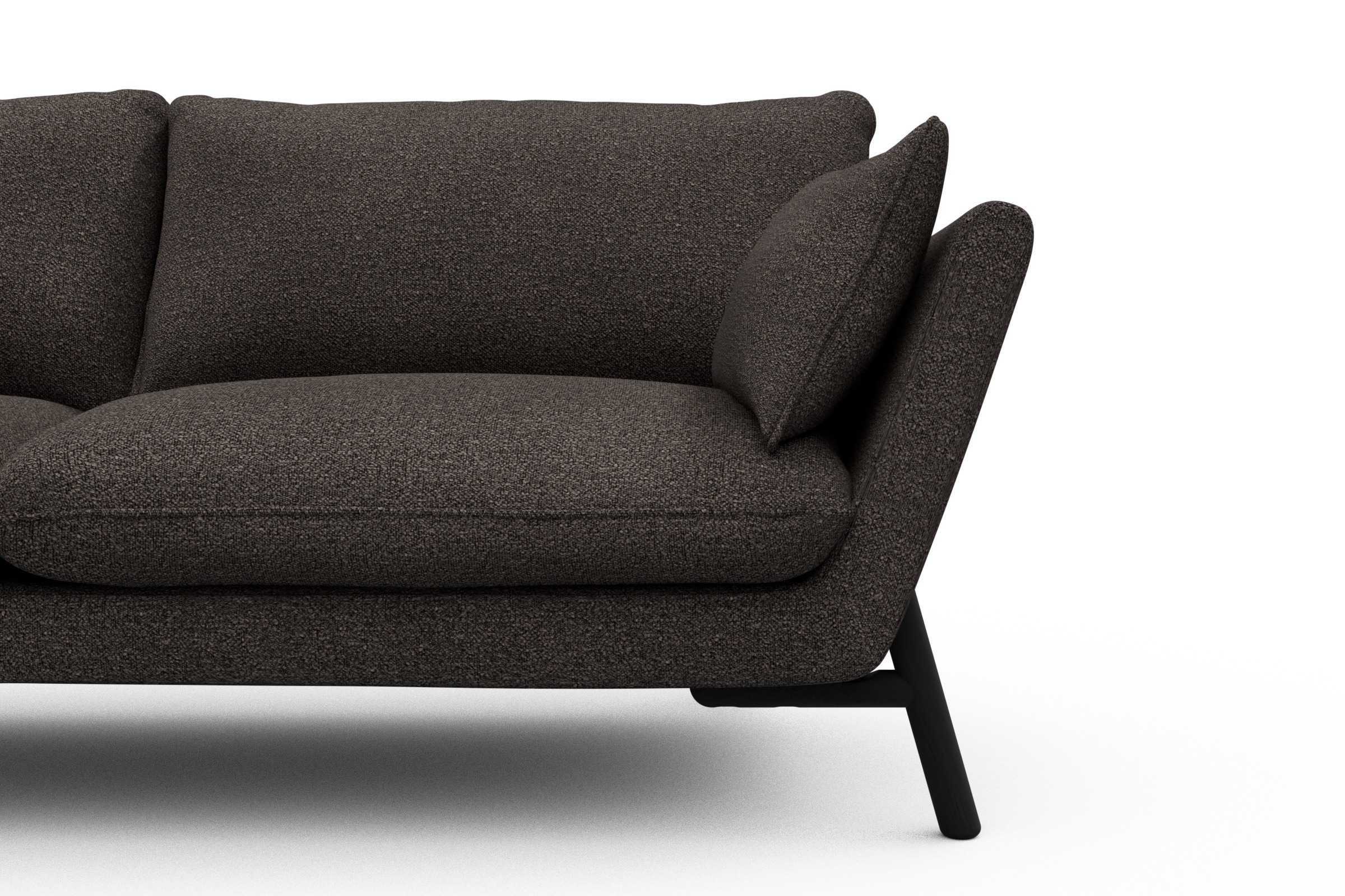 Sofa Emil 2-Sitzer Beinfarbe Eiche Schwarz Boucle-Taupe