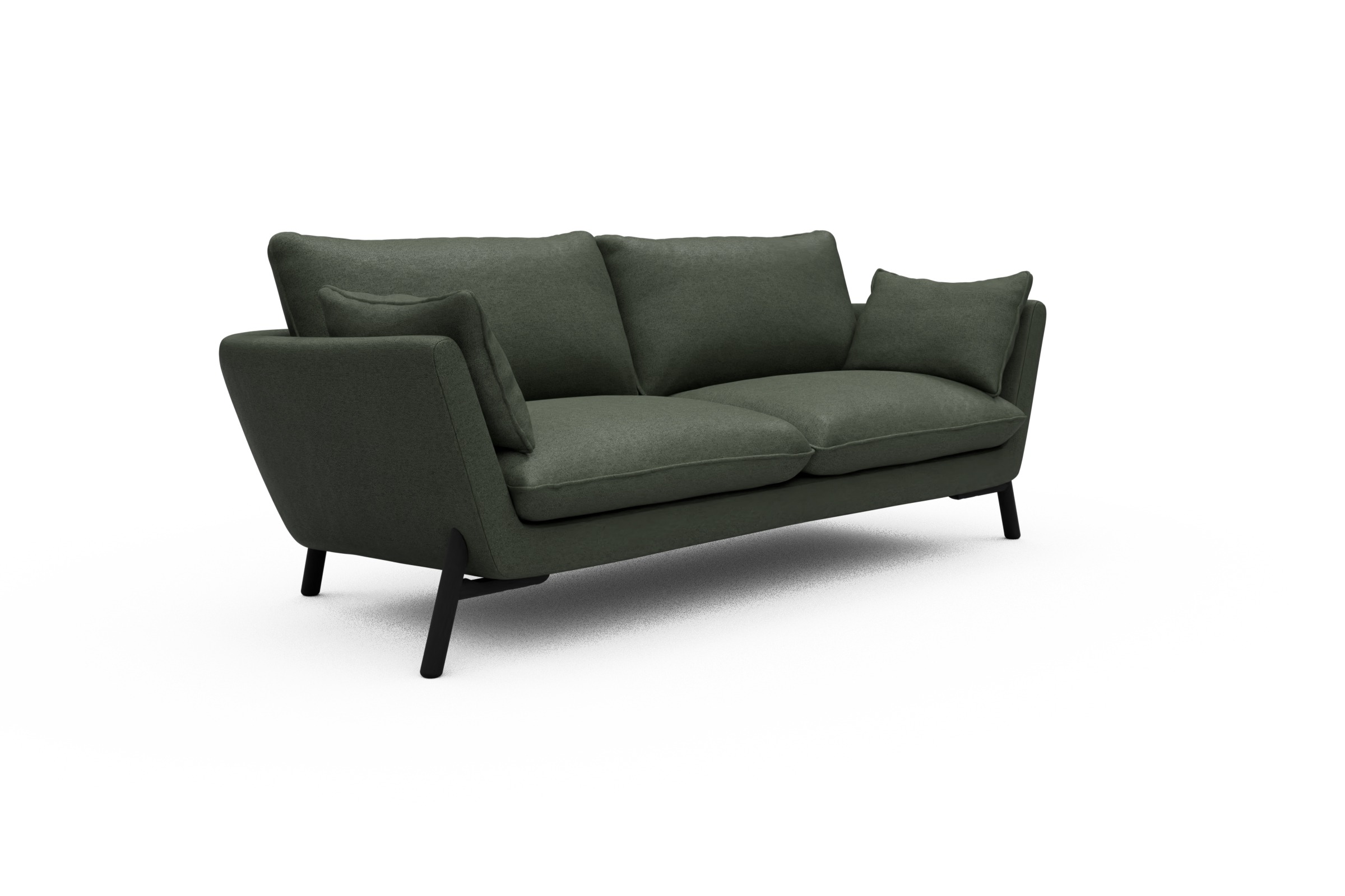 Sofa Emil 3-Sitzer Beinfarbe Eiche Schwarz Denari-Forest-Green
